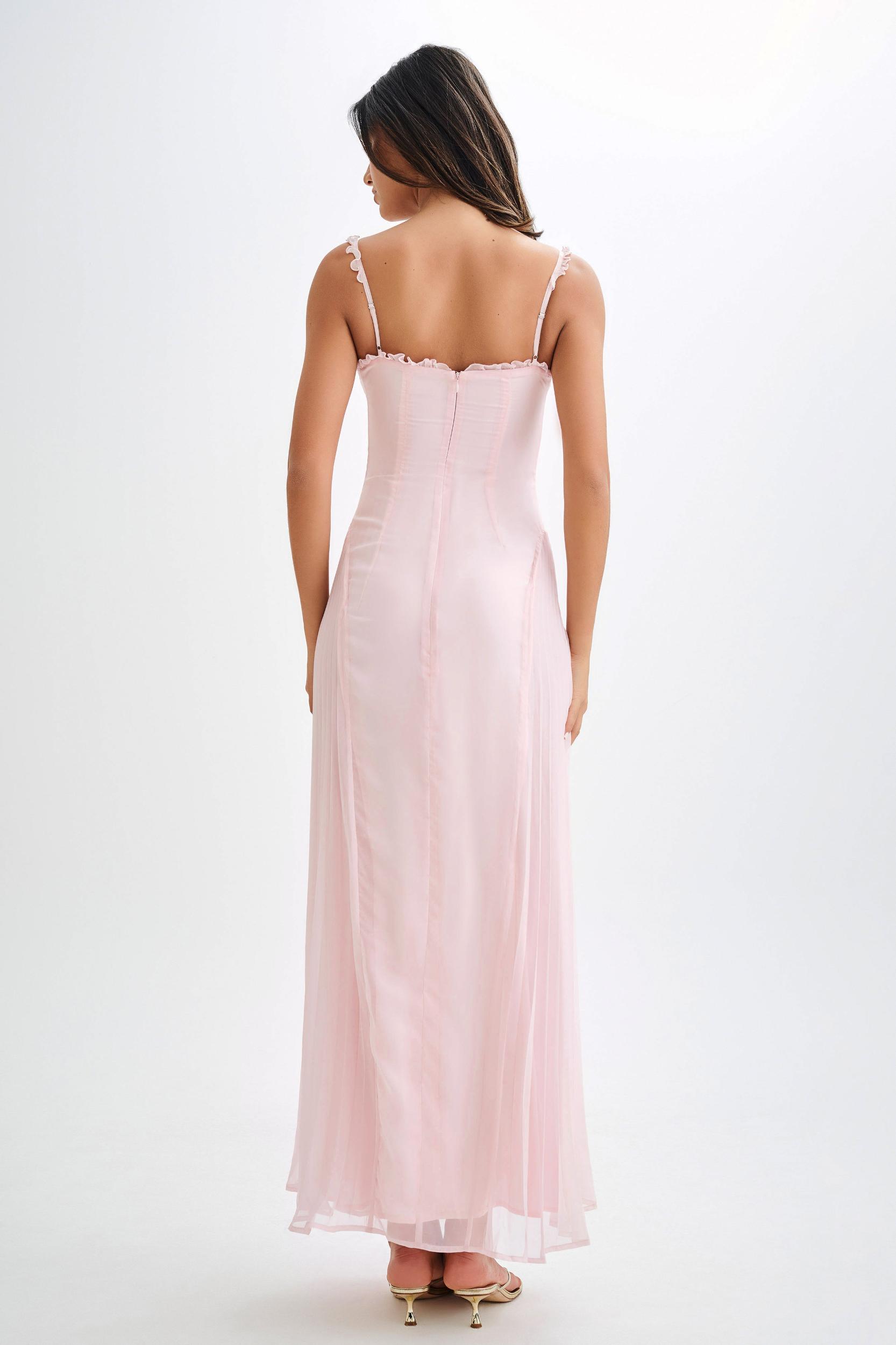 Saira Chiffon Maxi Dress - Powder Pink Product Image