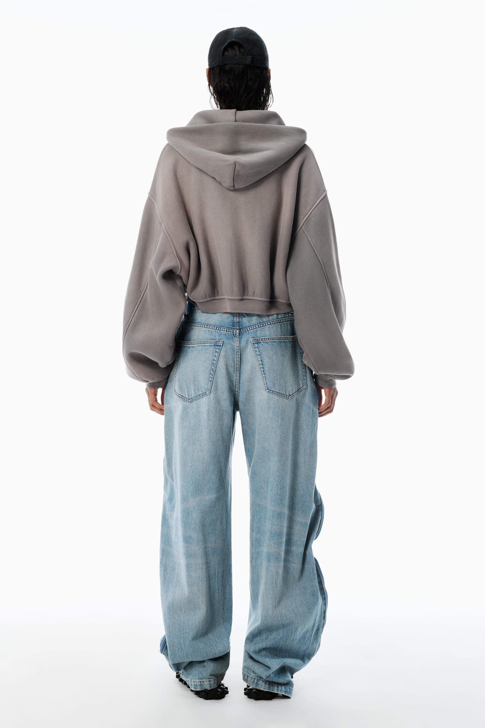 Bleach Blue Denim And Mesh Zipper Pants - Petite Product Image