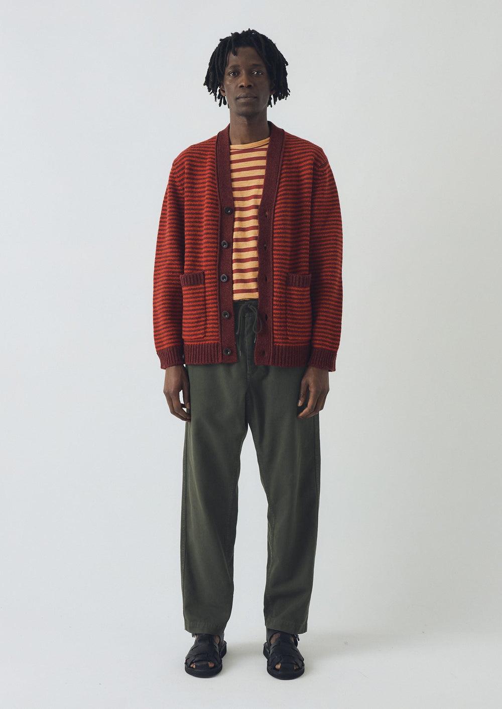 Striped Wool Cardigan | Cardinal Red/Plum Product Image