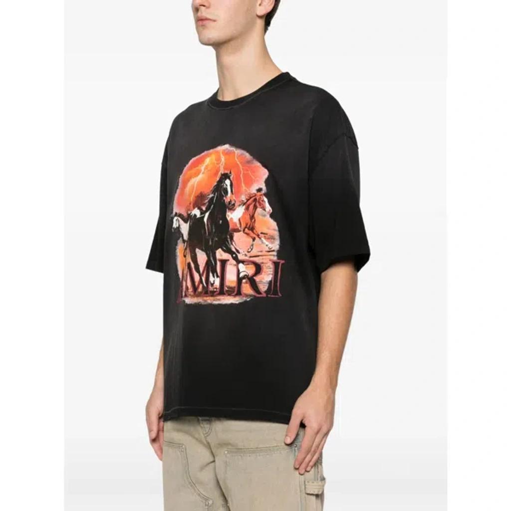 AMIRI Graphic Print Oversized Crewneck T-shirt Shirt In Black Product Image