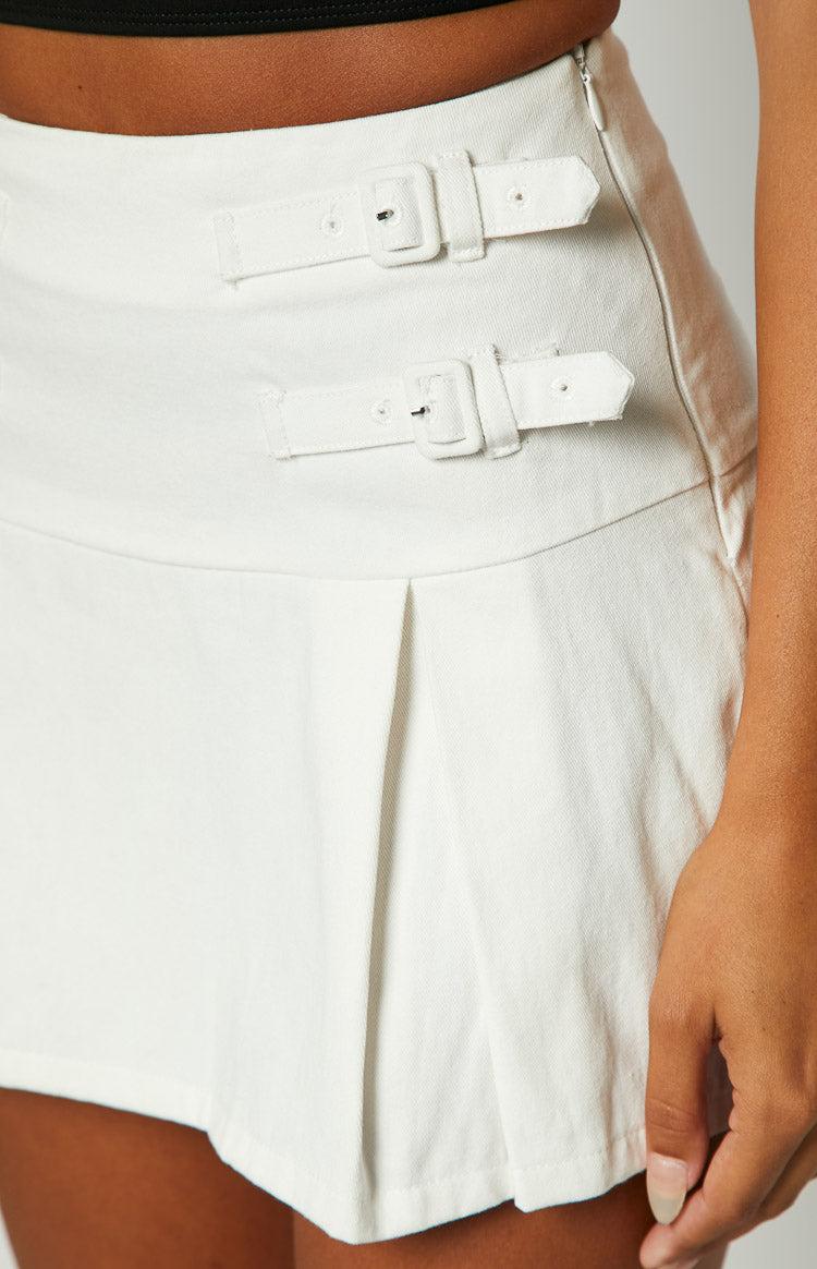 Karlee White Buckle Mini Skirt Product Image