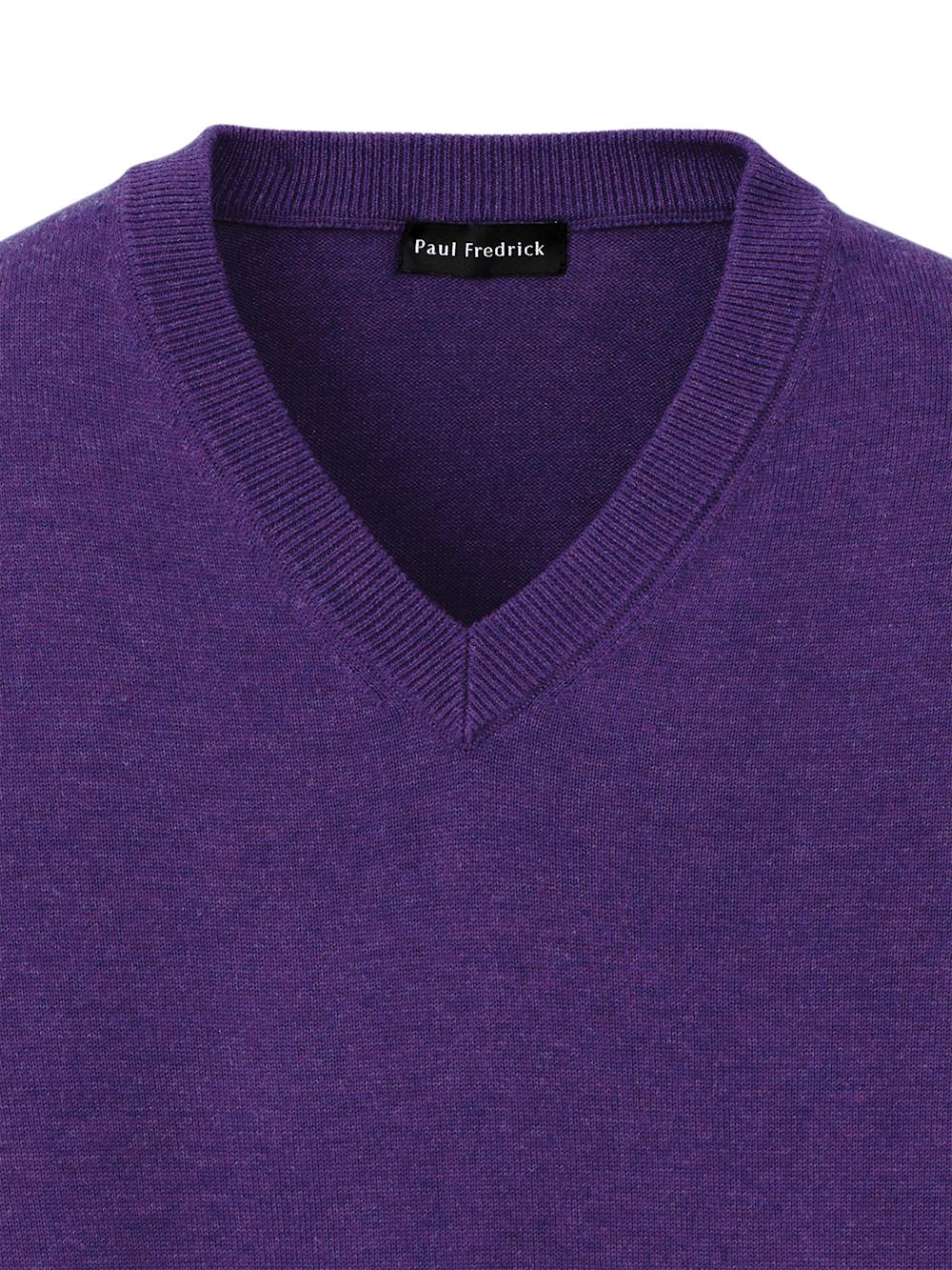 Supima Cotton V-neck Sweater - Purple Product Image