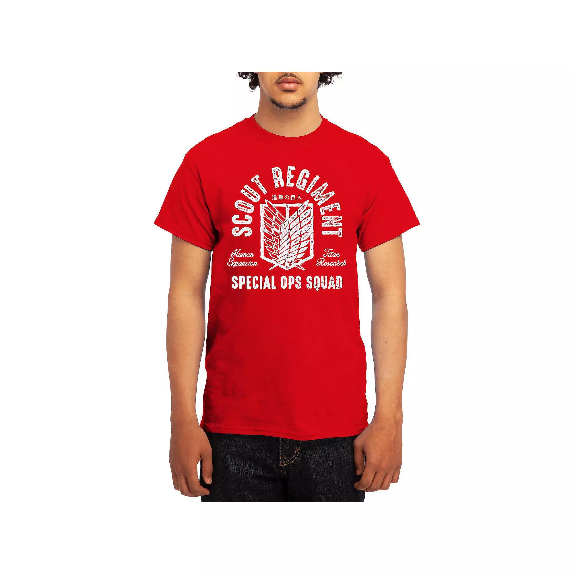Men's Attack on Titan Special Ops Scouts Graphic Tee, Size: Large, Grey Red Product Image