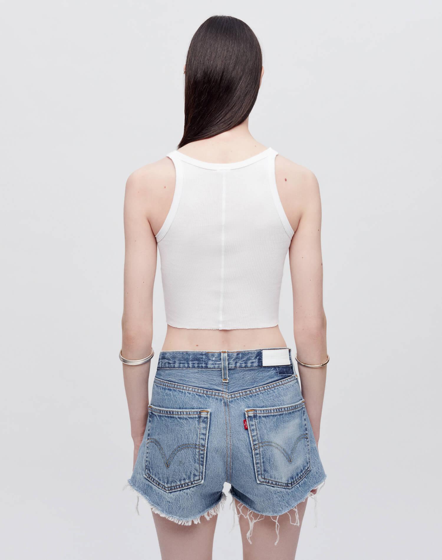 Hanes Cropped Ribbed Tank - Optic White Female Product Image