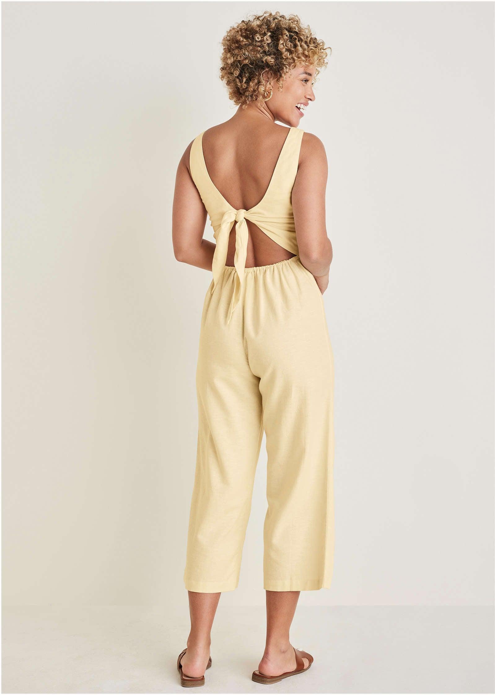 Linen Jumpsuit - Cream Product Image