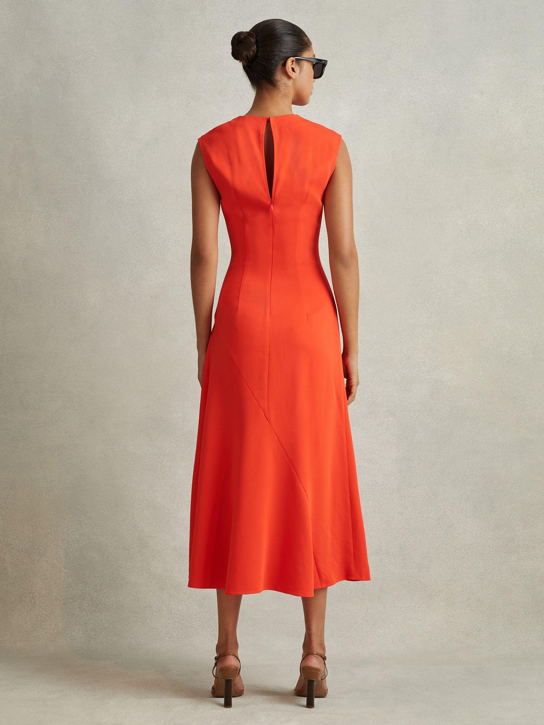Ruched Midi Dress in Orange Product Image