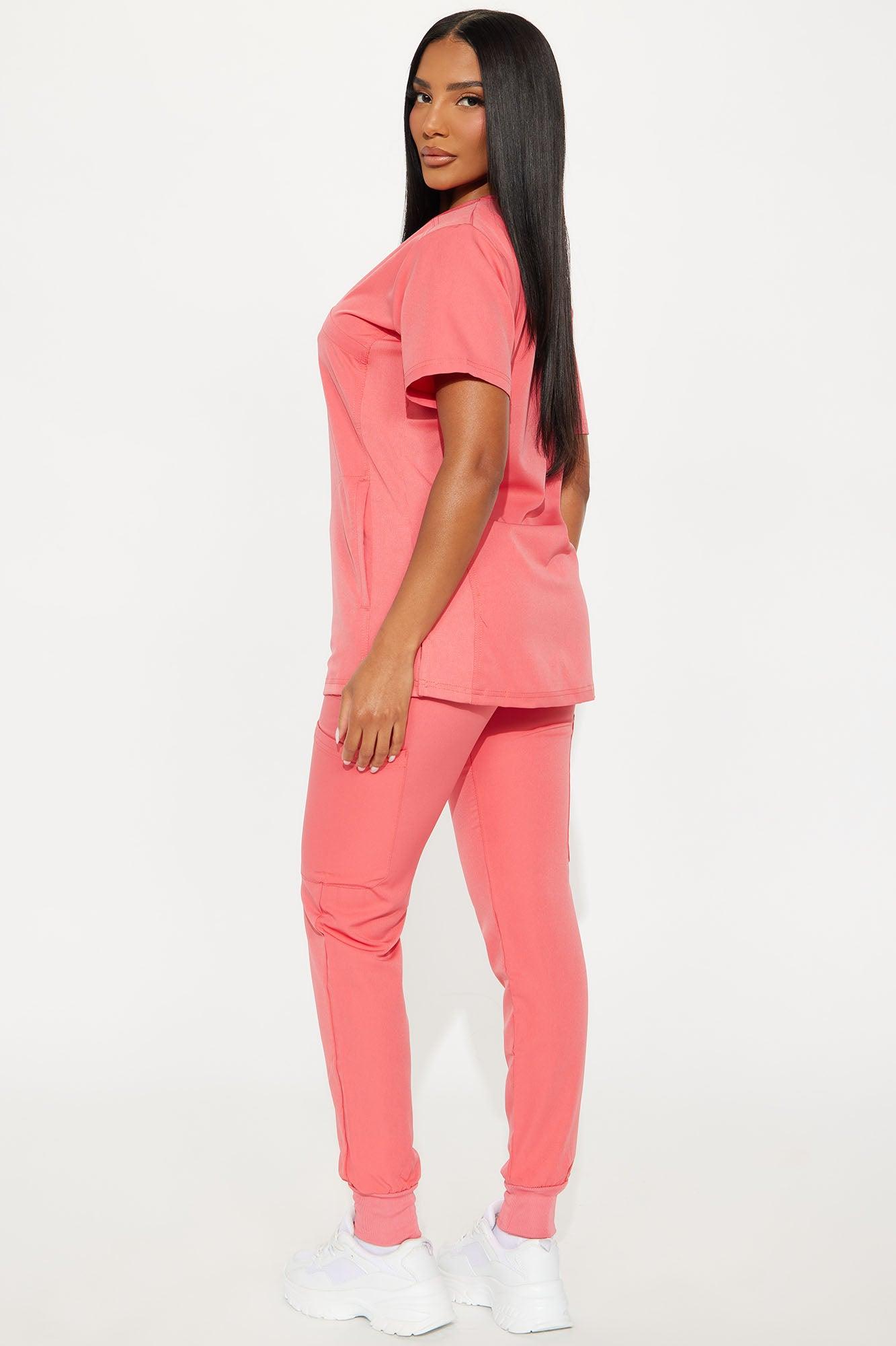 Get To Work Stretch Uniform Scrub Jogger Set - Coral Female Product Image