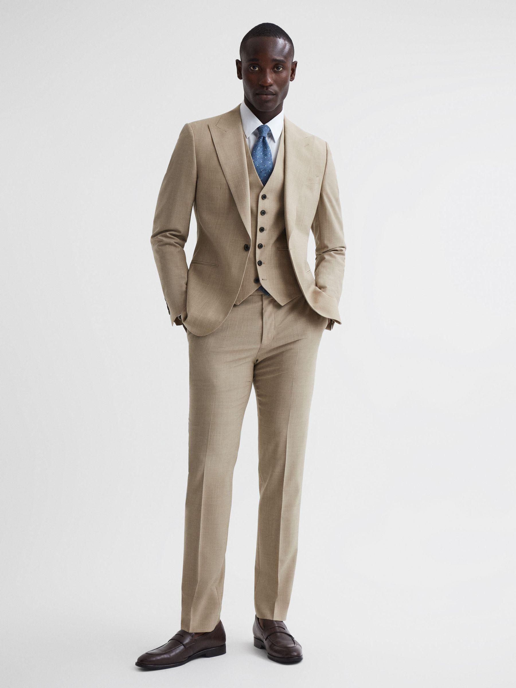 Classic Slim Fit Waistcoat in Oatmeal Product Image