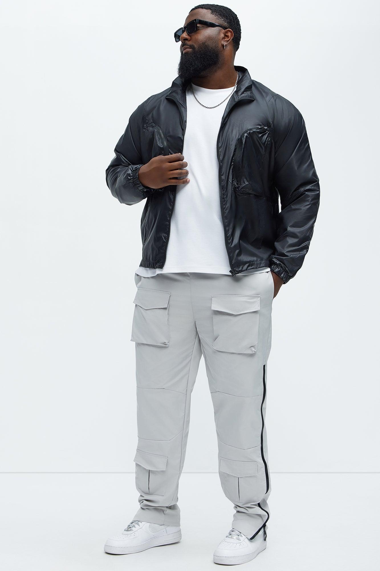 All Along Zipper Straight Nylon Cargo Pants - Grey Product Image