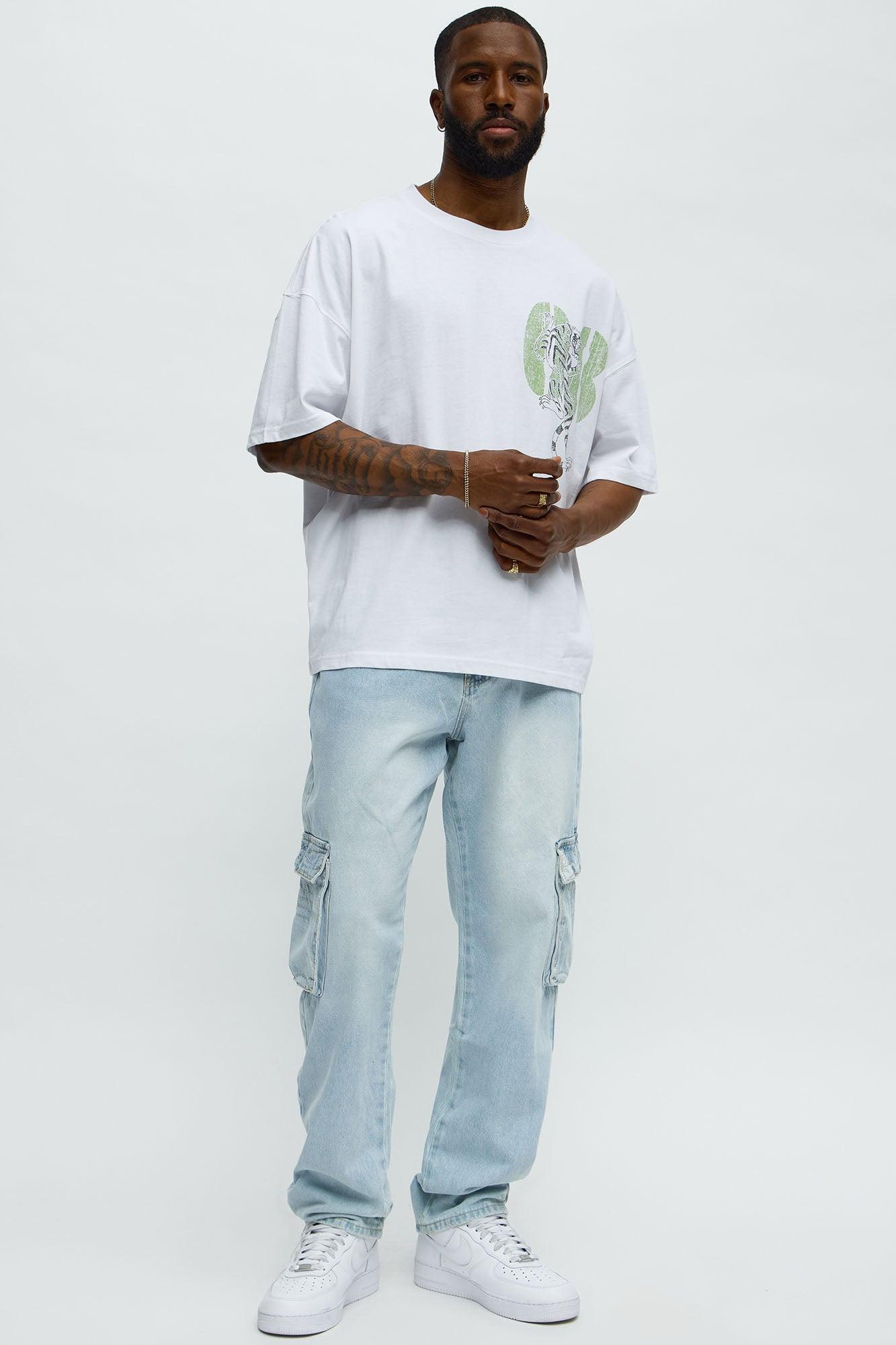 Tiger Power From Within Oversized Short Sleeve Tee - White Male Product Image