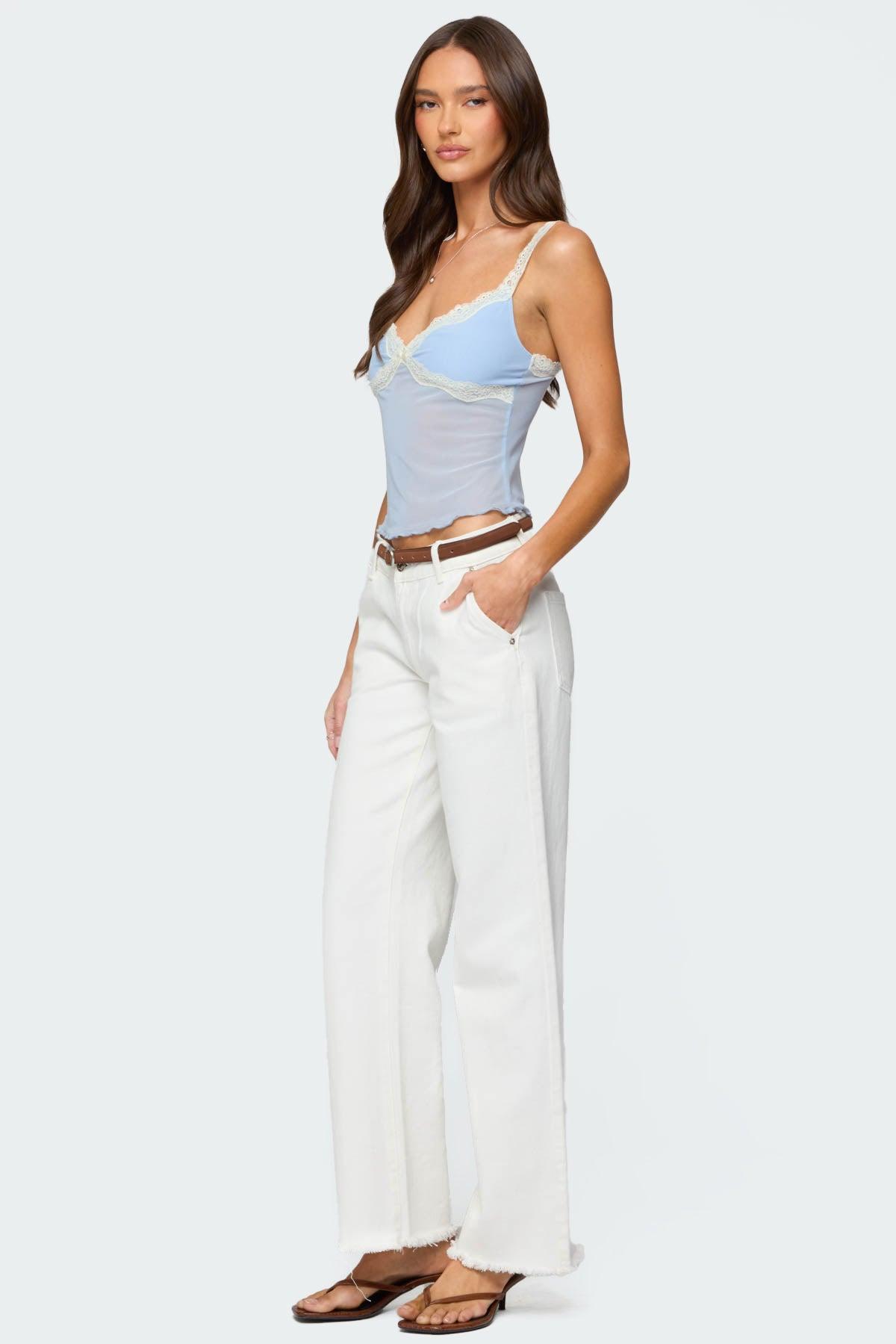 Contrast Lacey Mesh Tank Top Product Image