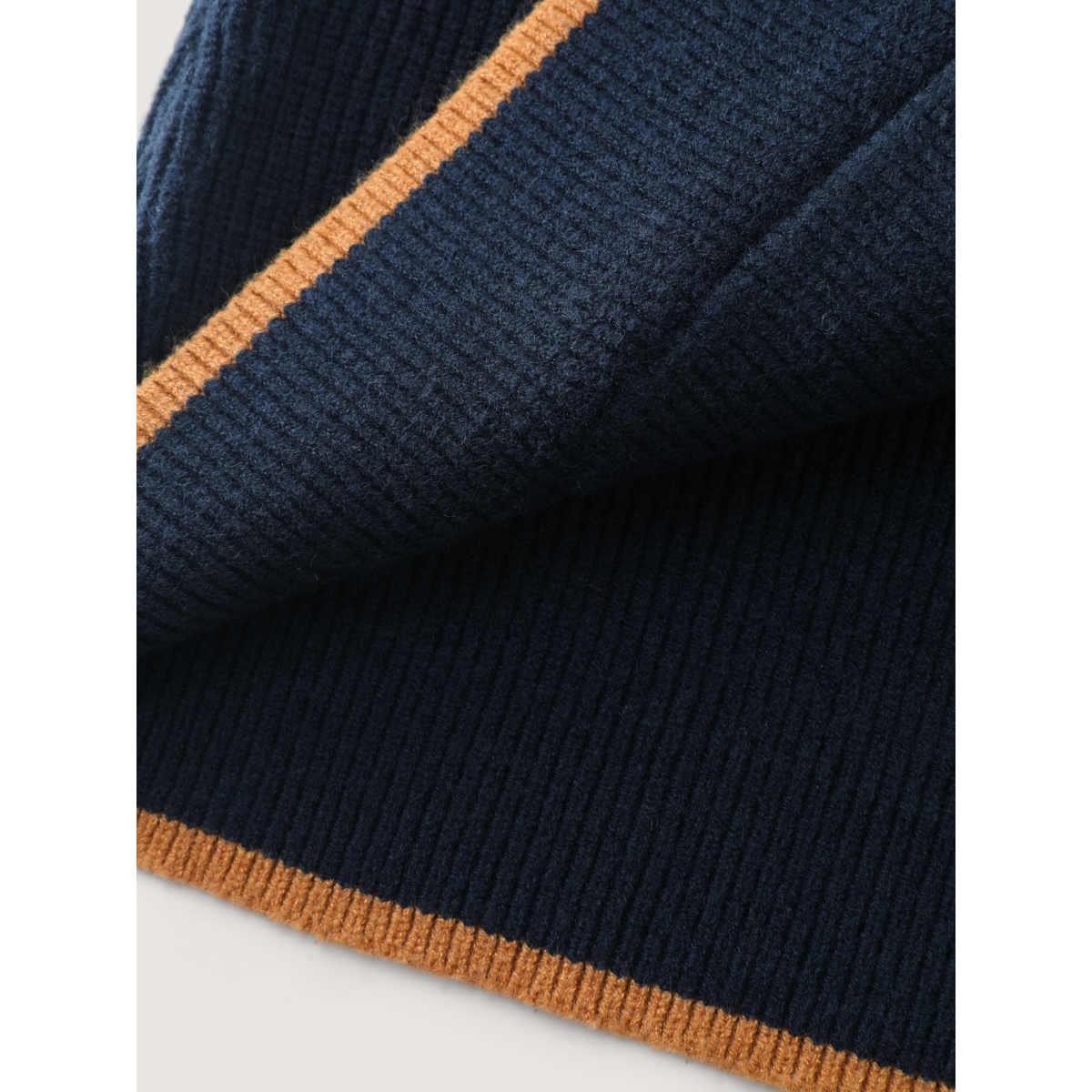 Plus Size Contrast Hooded Zipper Front Pocketed Cardigan Midnight Women Leisure Loose Long Sleeve Casual Cardigans BloomChic 26/4X Product Image