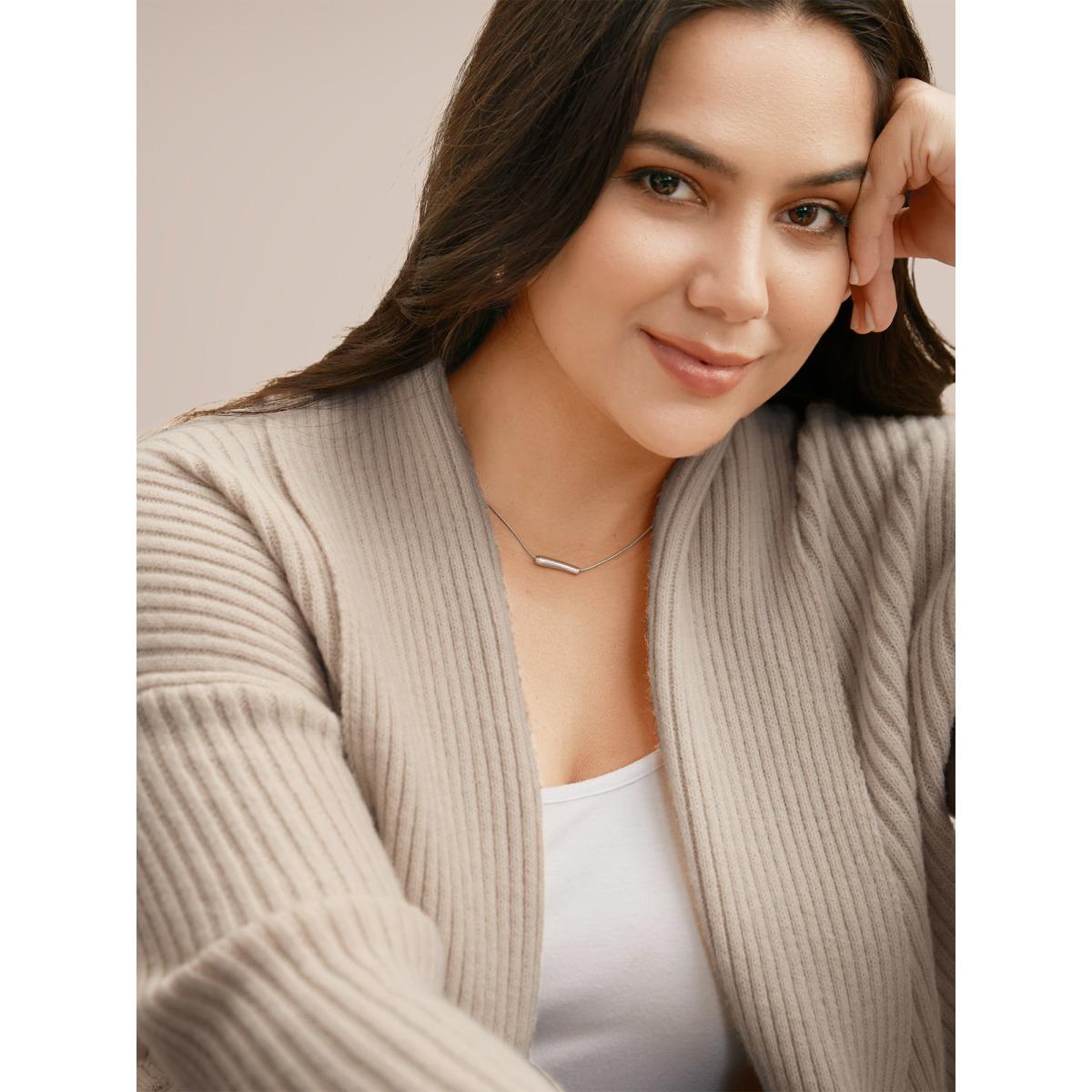 Plus Size Airy Cozy Shawl Collar Wool Cardigan Tan Women Casual Loose Long Sleeve Everyday Cardigans BloomChic 22-24/3X Product Image