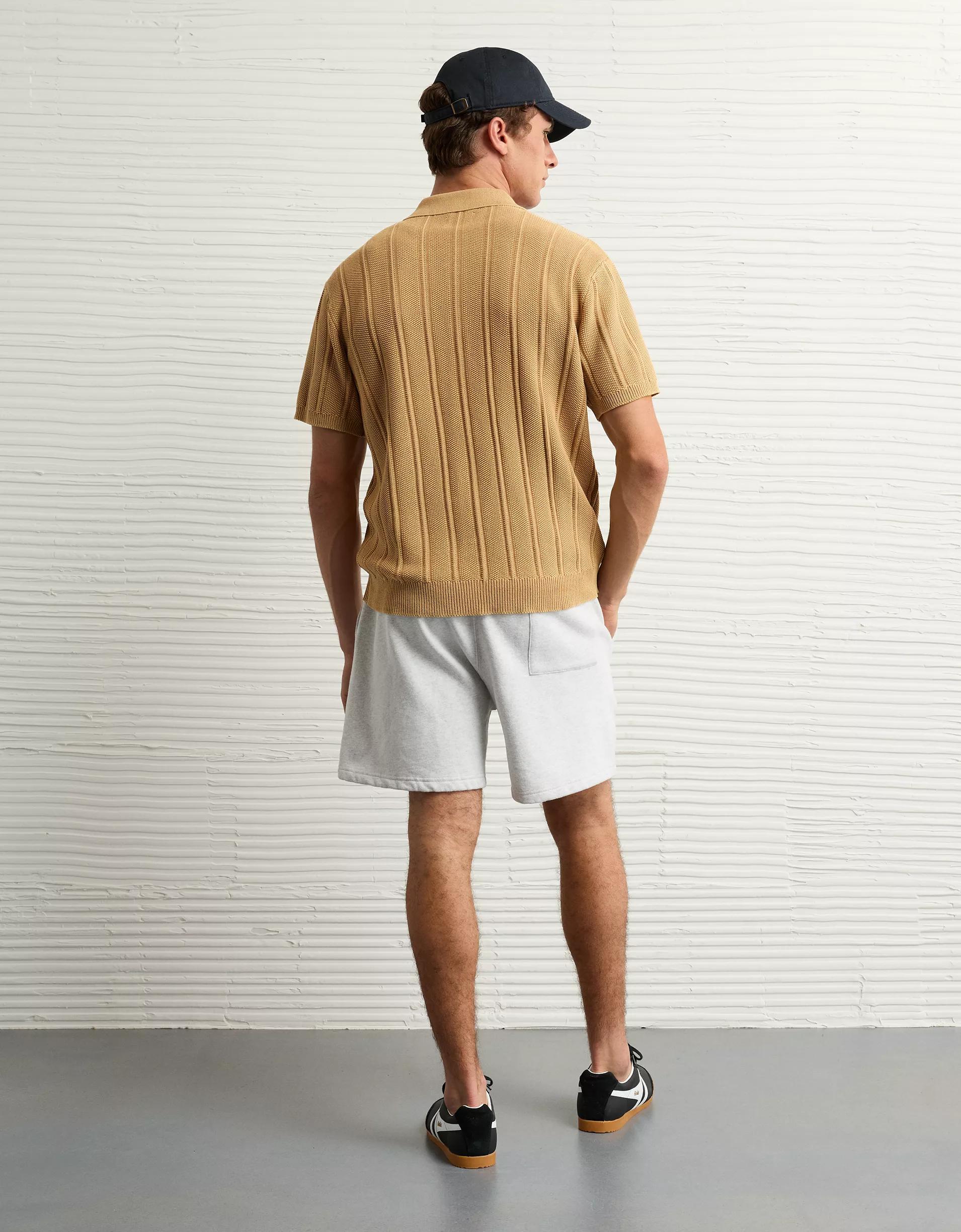 AE Weekend Washed Button-Up Sweater Polo Shirt Product Image