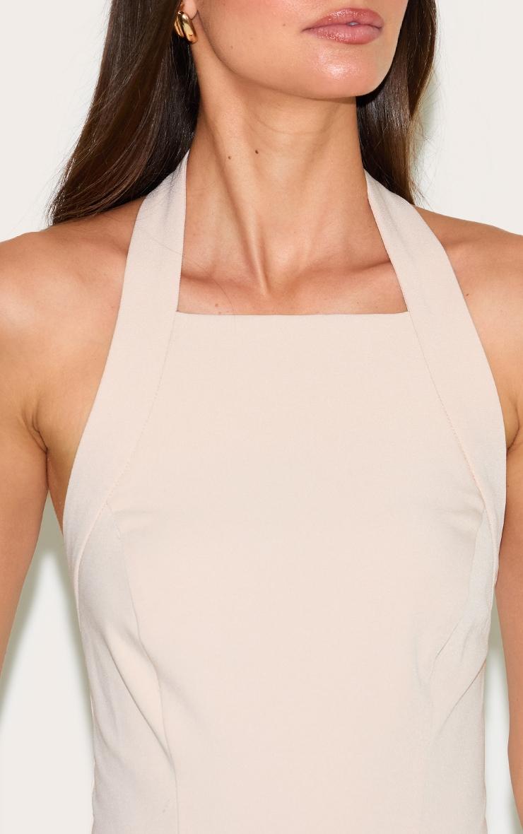 Cream Tailored Woven Halterneck A Line Dress Product Image