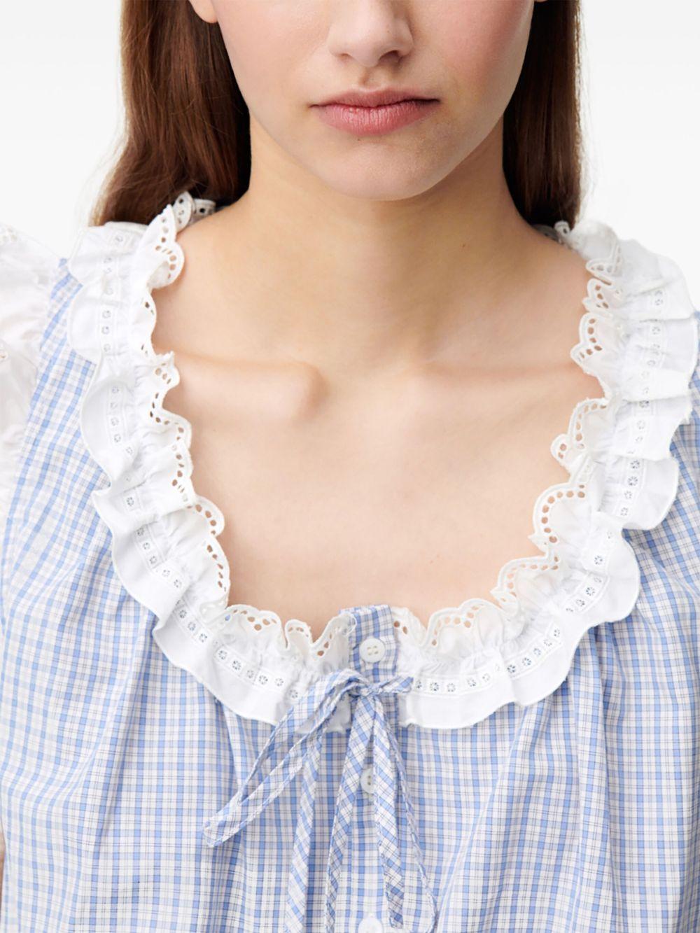 checkered lace-trim top Product Image