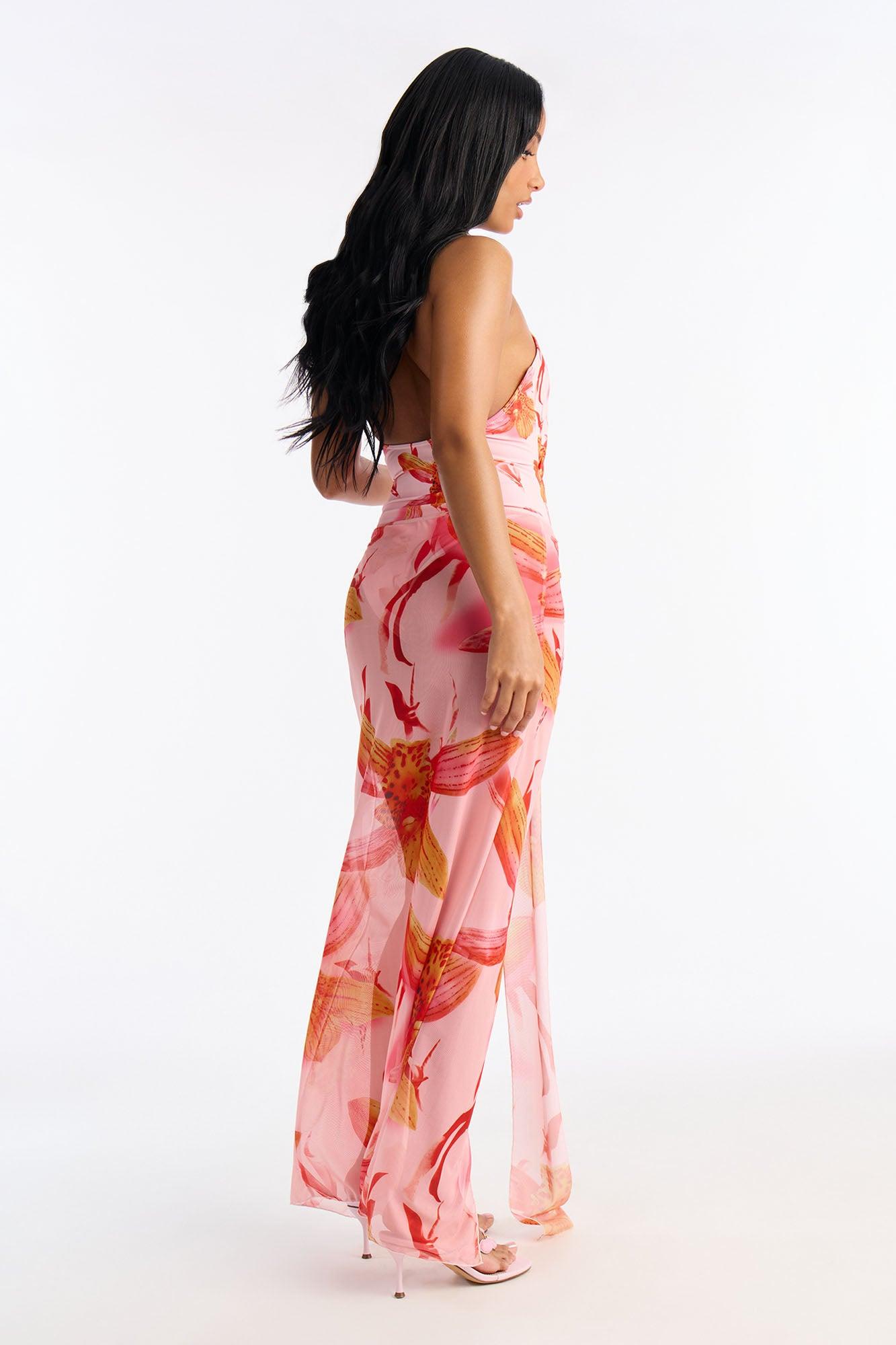 Aurora Orchid 1 Piece Swimsuit & Cover Up Skirt Set - Pink/combo Female Product Image