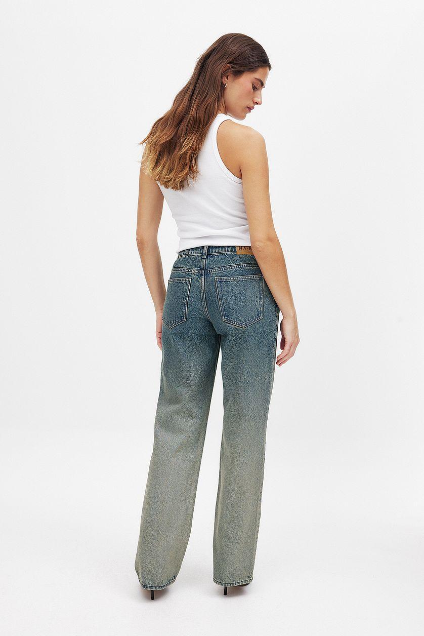 Wide Mid Waist Washed Out Denim Product Image