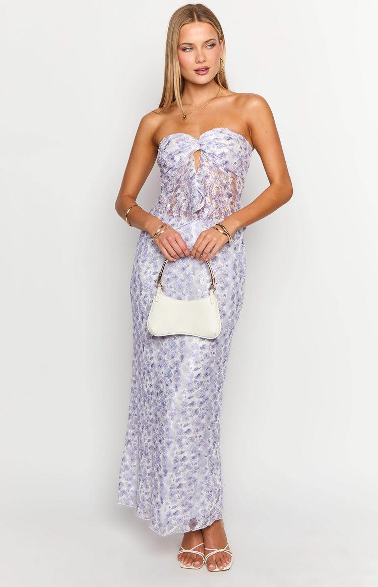 Faint Purple Lace Strapless Top Product Image