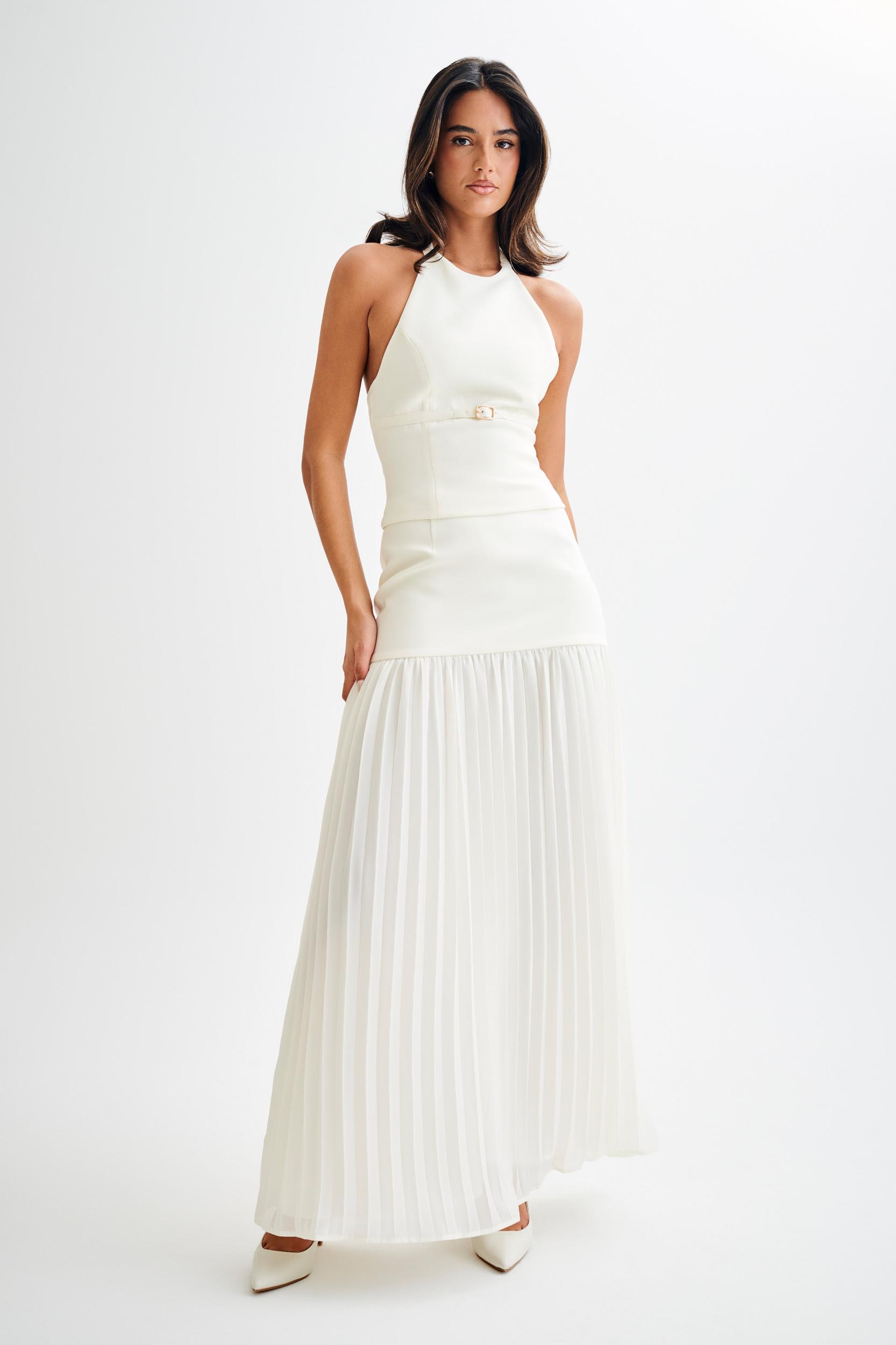 Jillian Pleated Maxi Skirt - Ivory Product Image