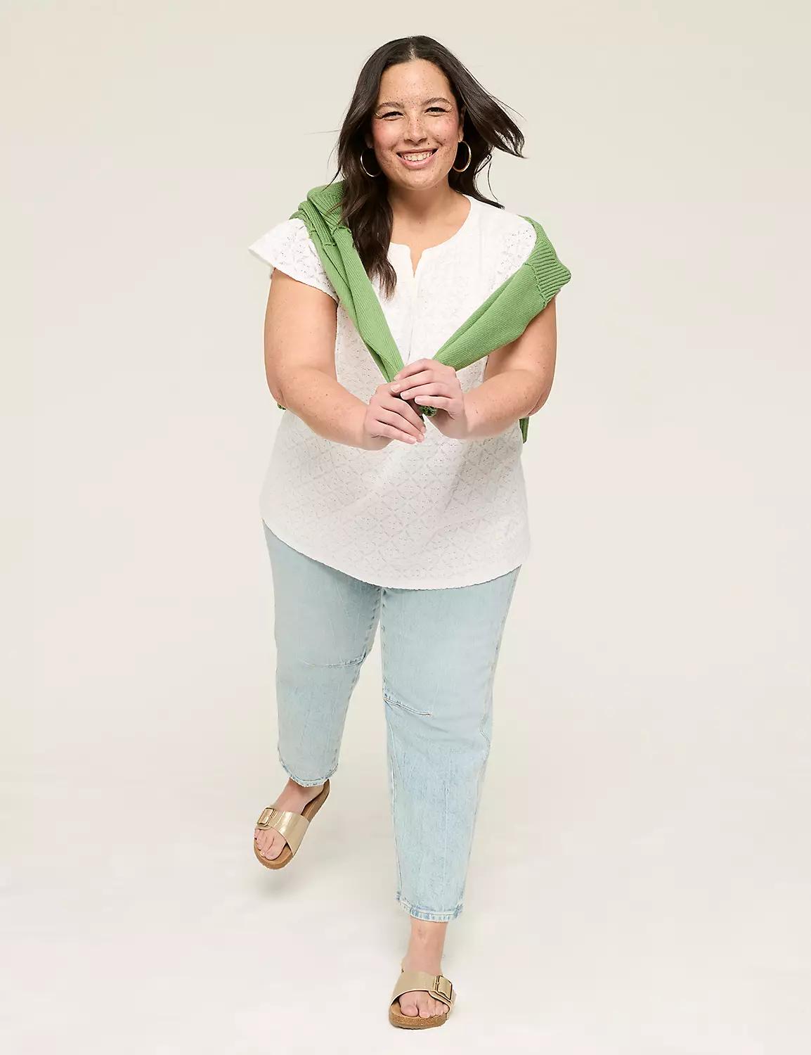 Swing Eyelet Notch-Neck Top Product Image