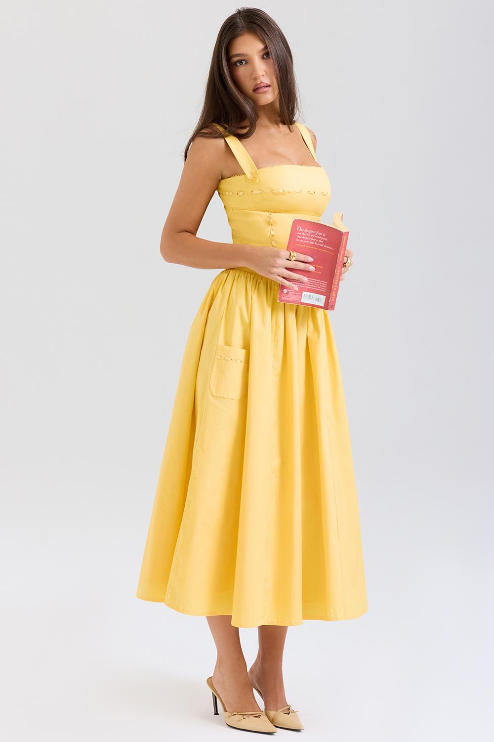 Vivien  apricot cotton midi sundress Product Image