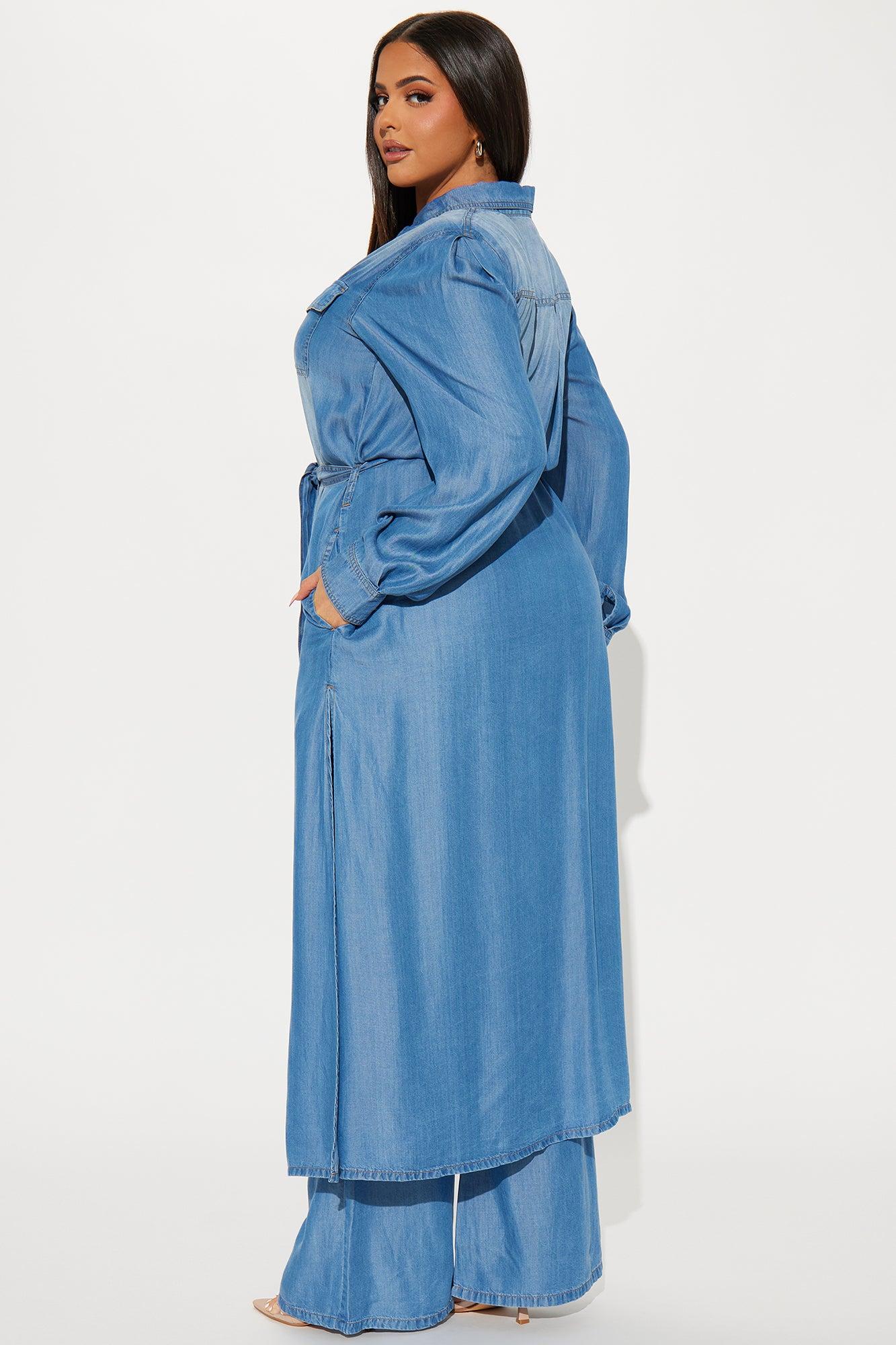 Urban Blues Washed Wide Leg Pant Set - Medium Wash Product Image