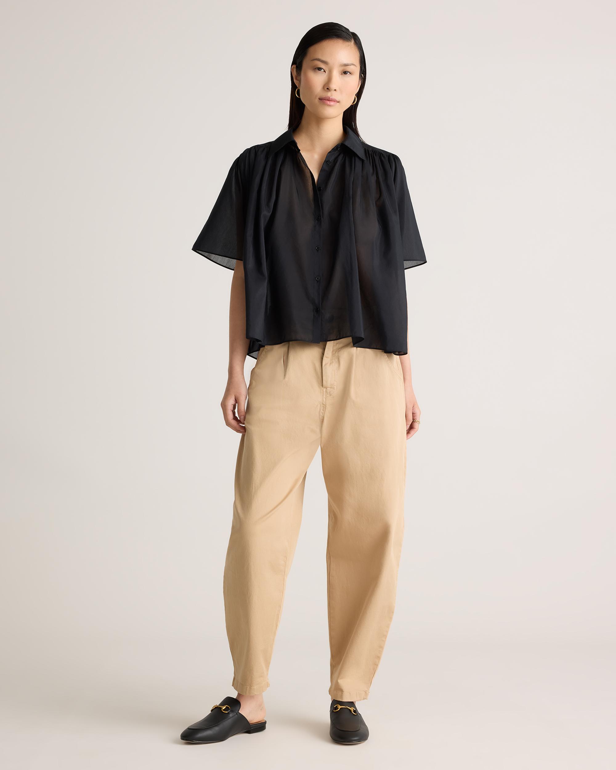 Quince | Women's Cotton-Silk Voile Short Sleeve Blouse Product Image