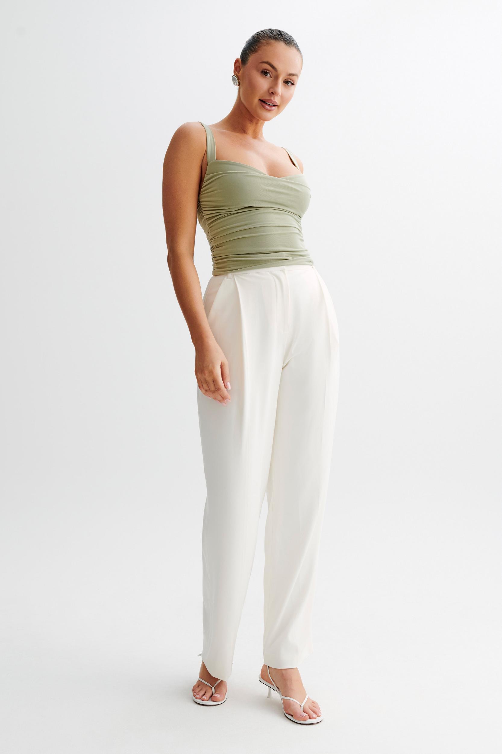 Hailey Slinky Long Line Sweetheart Top - Sage Product Image