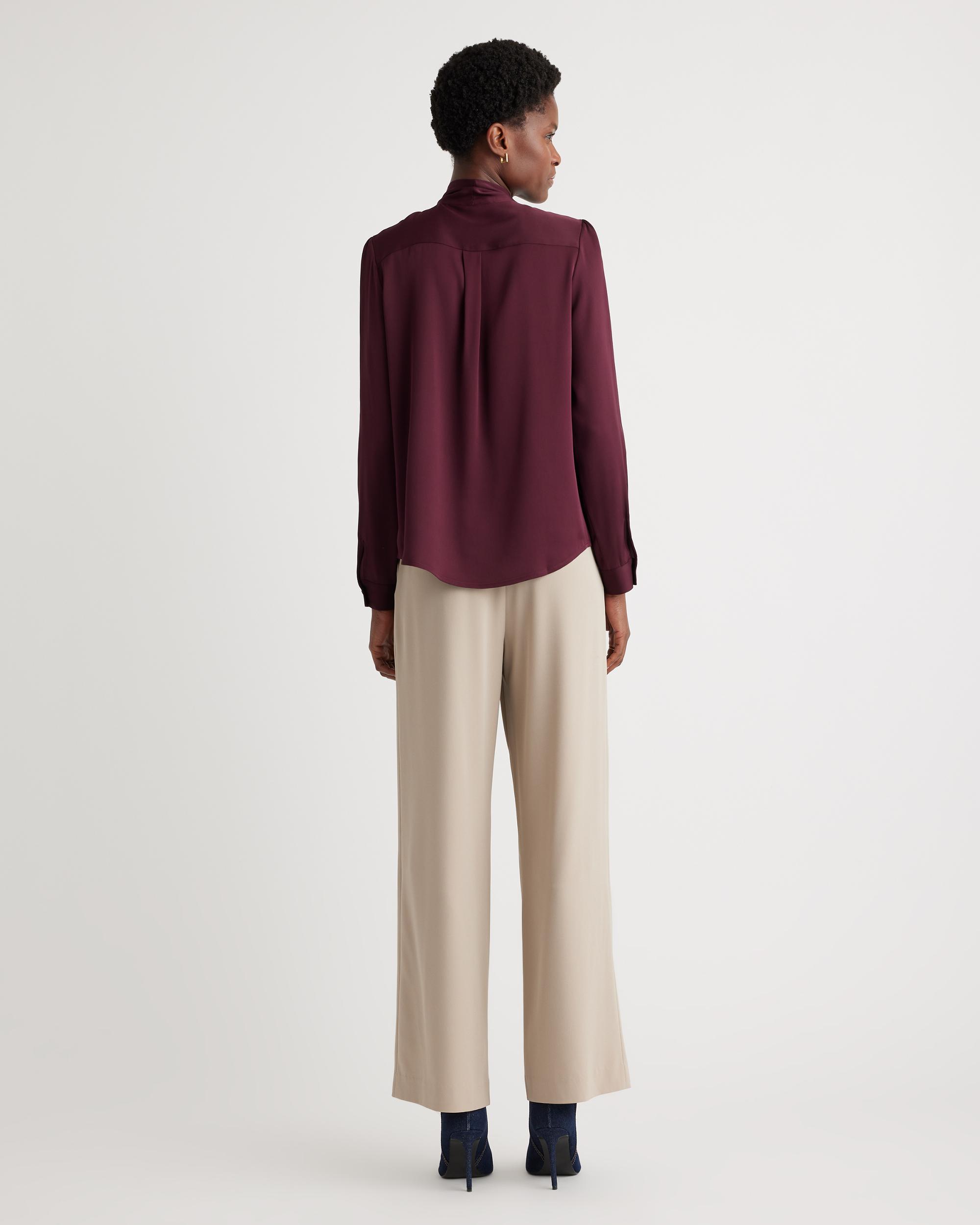 Quince | Women's Washable Stretch Silk Tie Neck Blouse Size XS Product Image