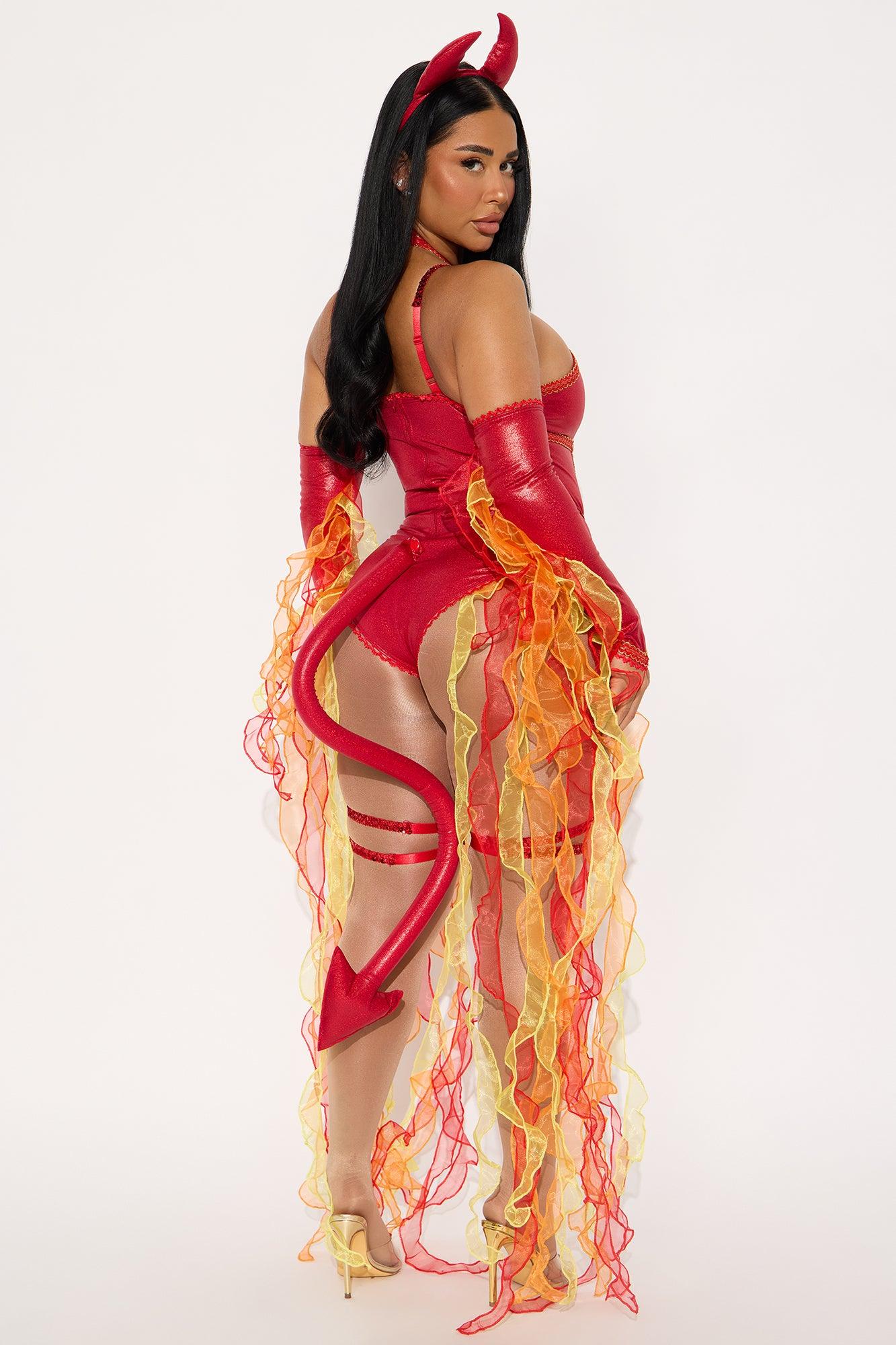 Flamin' Devil 4 Piece Costume Set - Red/combo Female Product Image