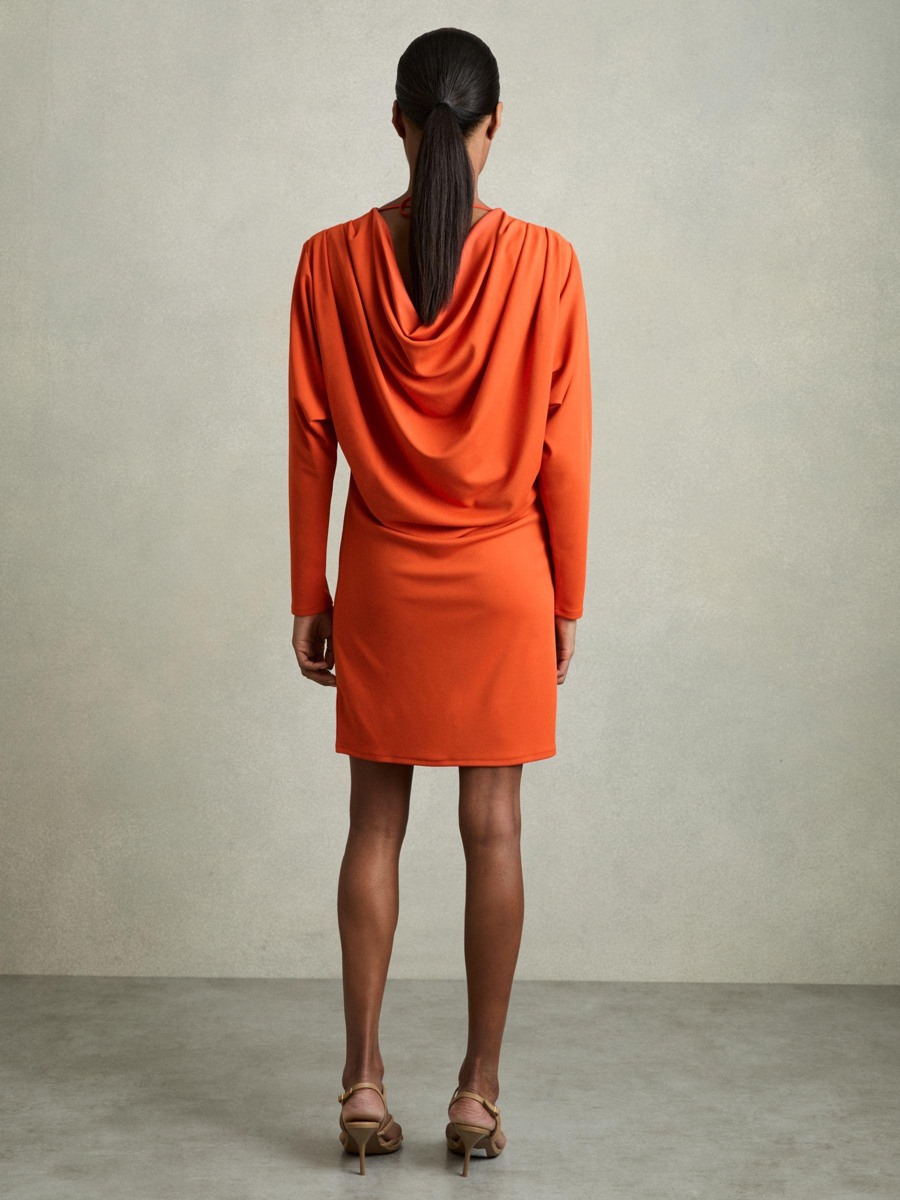 Cowl Back Mini Dress in Orange Product Image