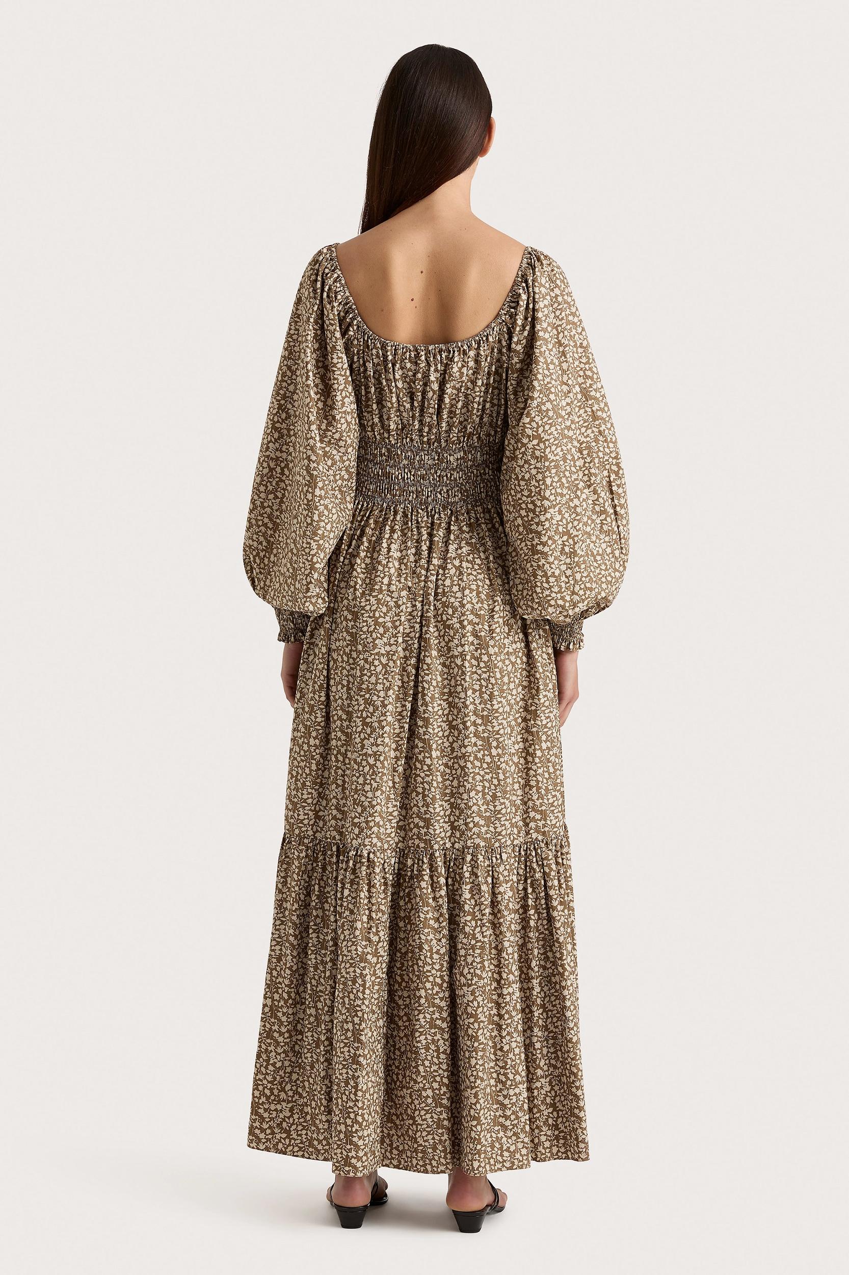 Fleur Maxi Dress Micro Leaves Walnut - Final Sale Product Image
