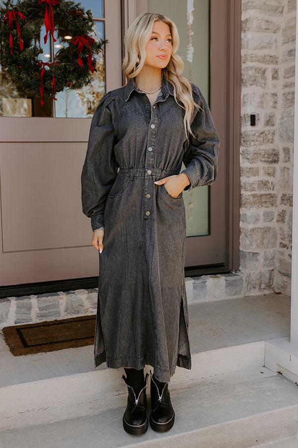 City Chic Denim Midi in Vintage Black Product Image