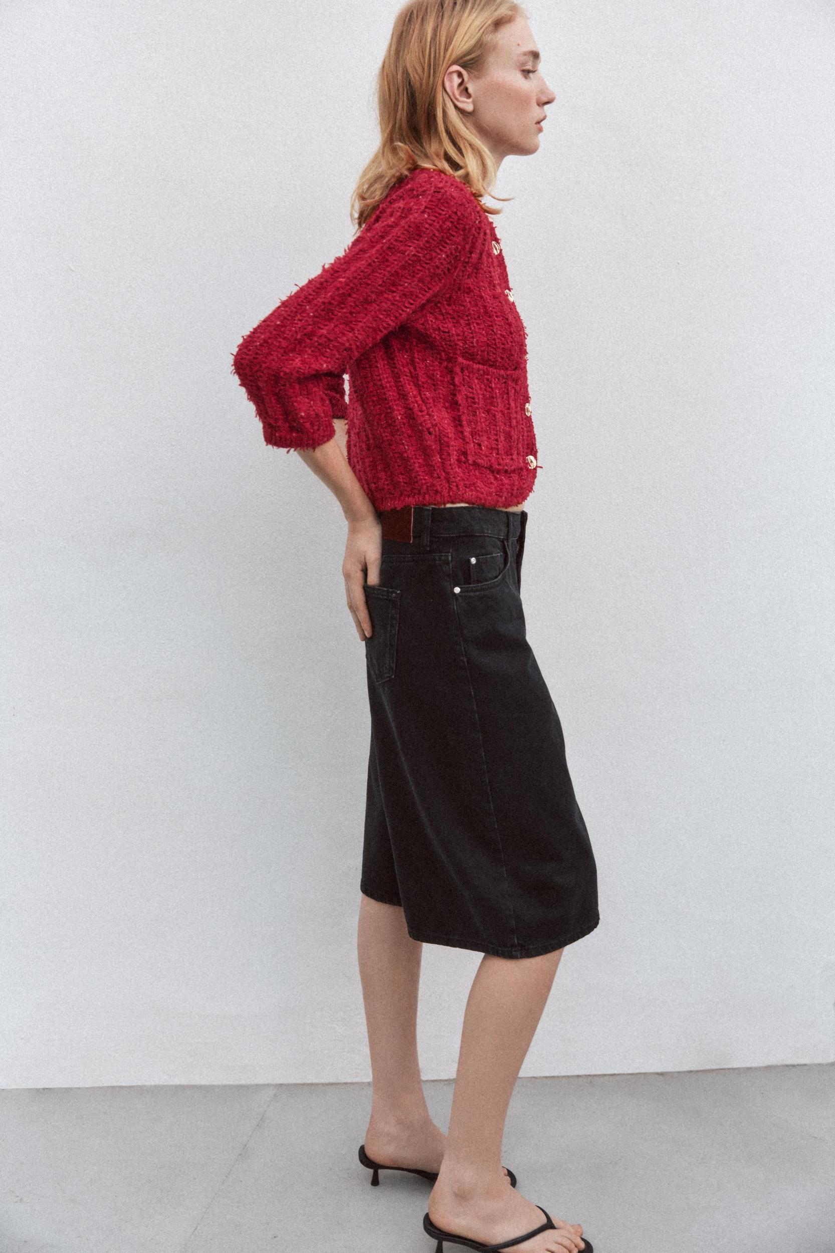 KNIT CARDIGAN WITH ELBOW-LENGTH SLEEVES Product Image