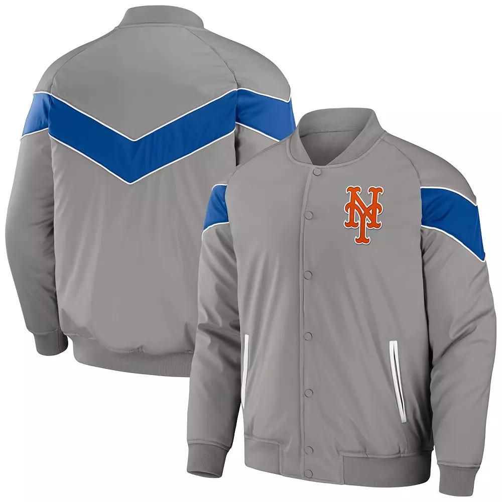 Men's Darius Rucker Collection by Fanatics Gray New York Mets Baseball Raglan Full-Snap Jacket, Size: 2XL, Grey Product Image