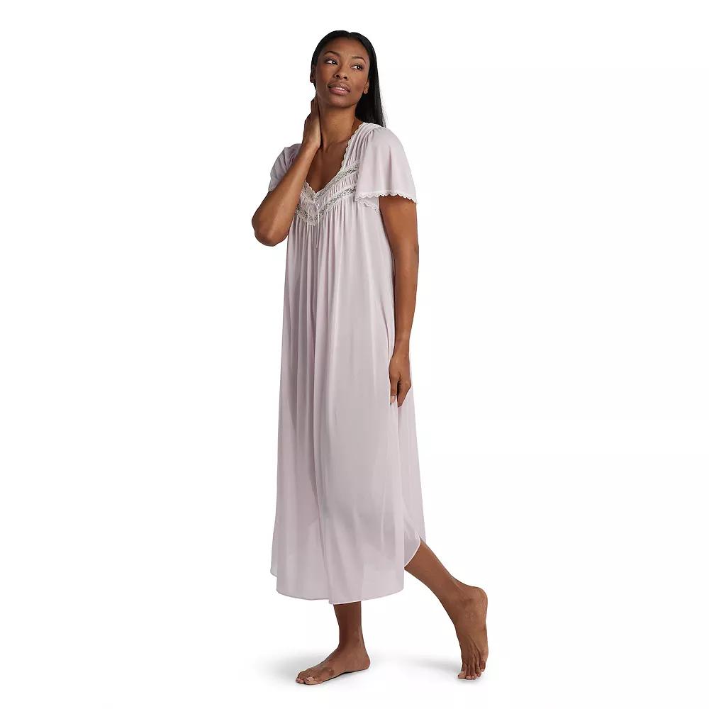 Women's Miss Elaine Essentials Silk Essence Tricot Short Sleeve Long Nightgown,  Product Image