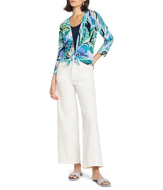 NIC + ZOE Island Beat 4-Way Linen Blend Knit Open Front 3/4 Sleeve Cardigan Product Image
