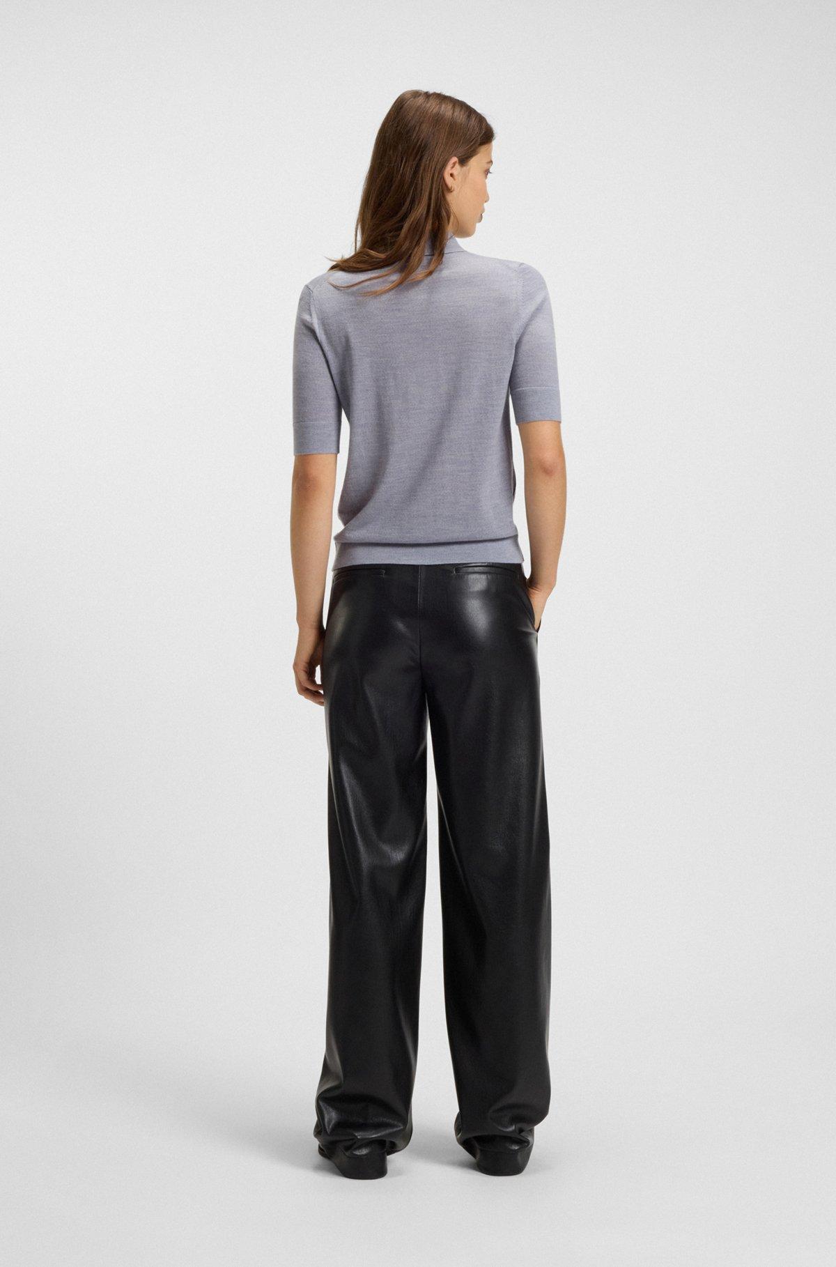 Merino-wool polo sweater with five-button placket Product Image