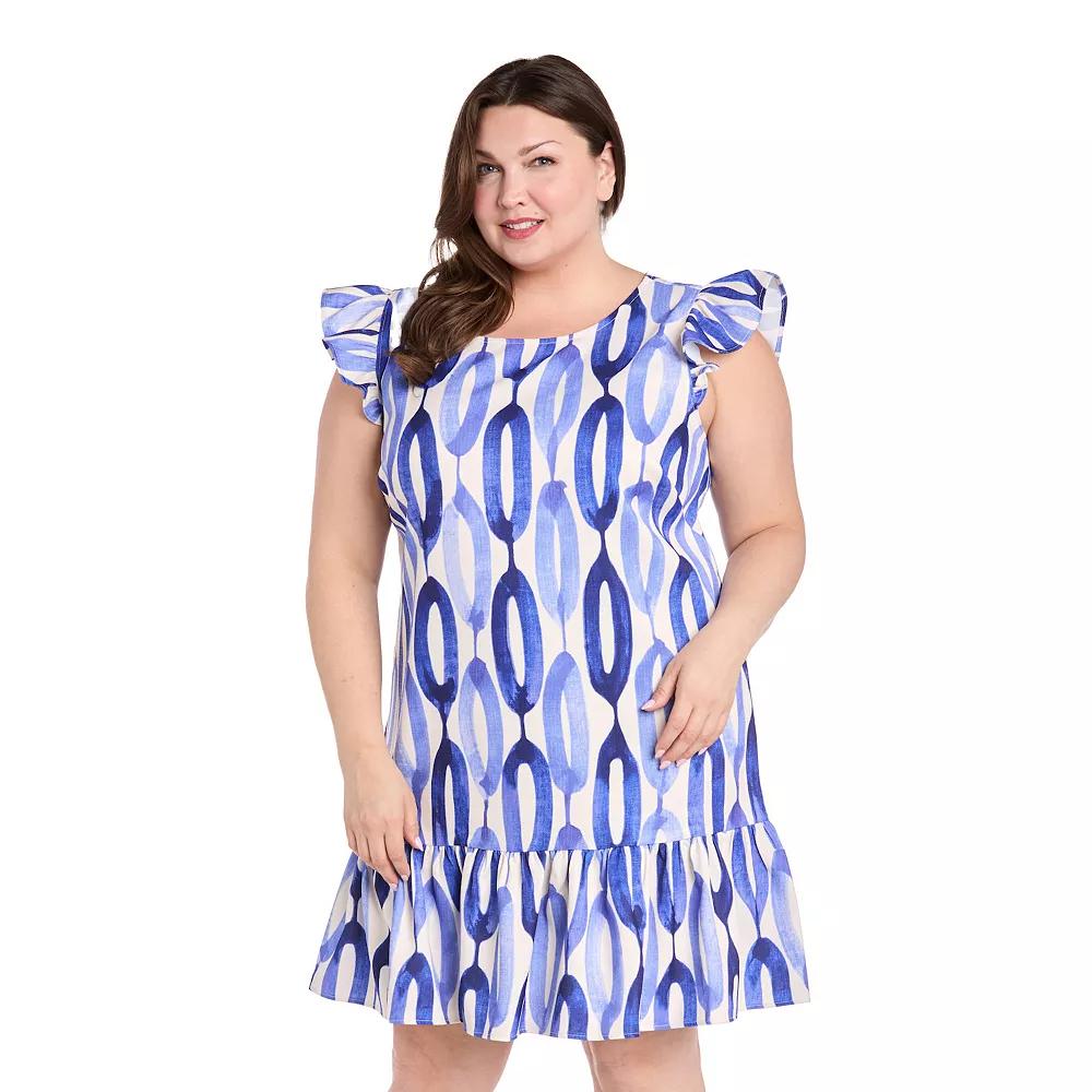Plus Size R&M Richards Ruffle Sleeve A-Line Dress, Womens Product Image