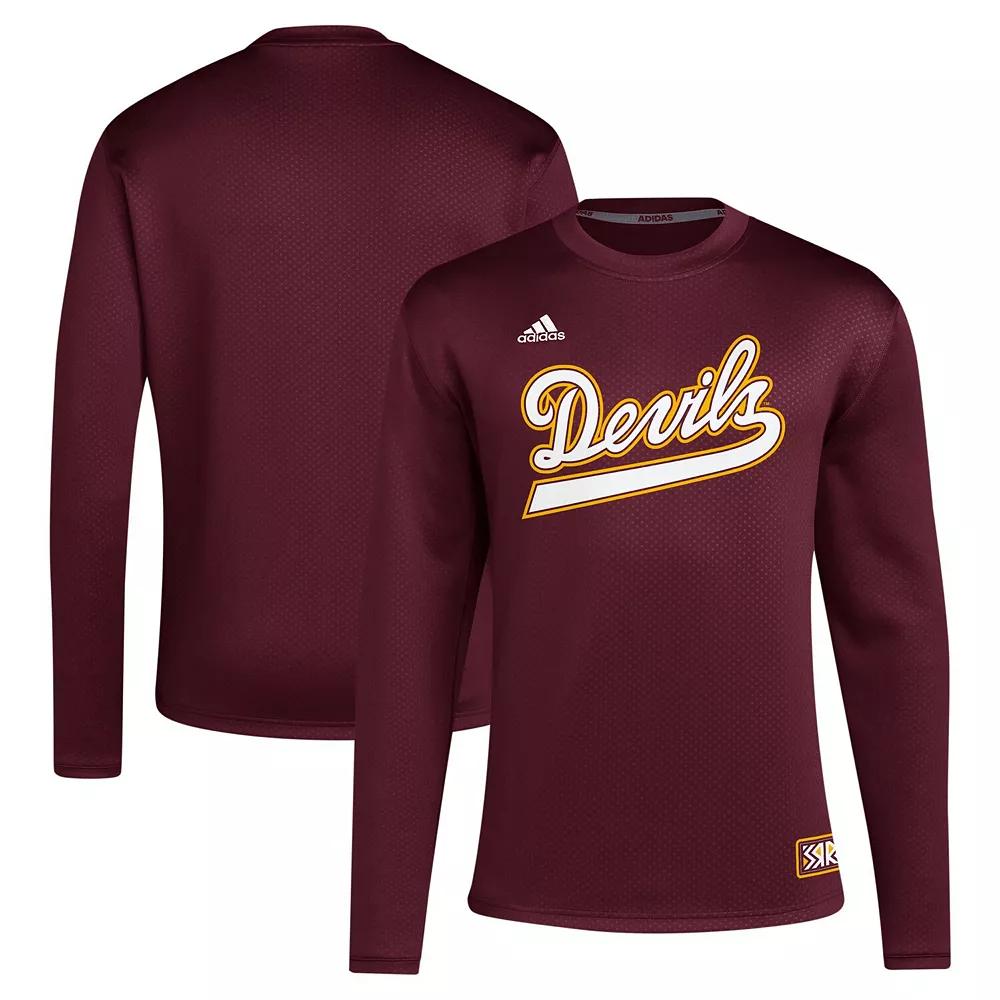 Men's adidas Maroon Arizona State Sun Devils Reverse Retro Baseball Script Pullover Sweatshirt, Size: Medium, Red Product Image