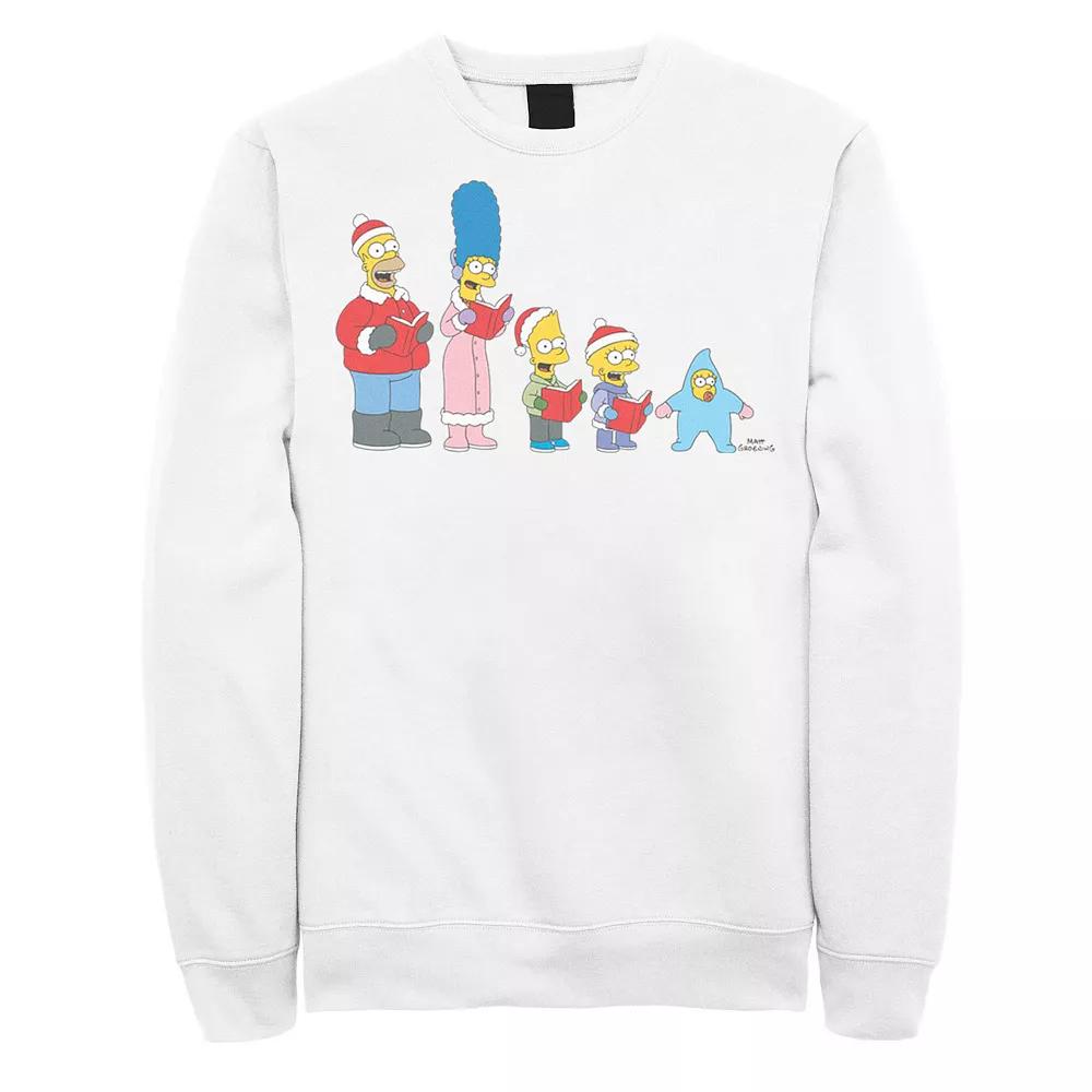Men's The Simpsons Family Christmas Carols Sweatshirt, Size: Large, White Product Image