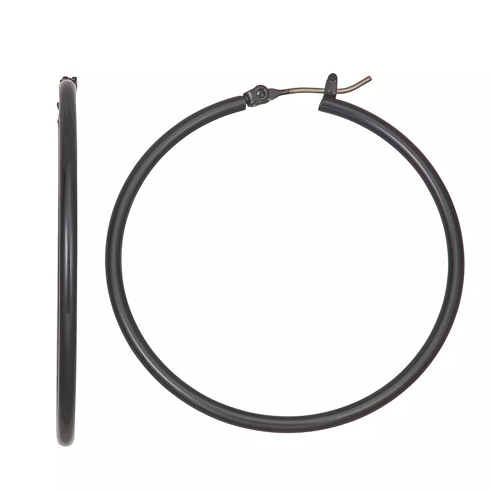 Simply Vera Vera Wang Jet Tone 44 mm Click-It Hoop Earrings, Women's, Black Product Image