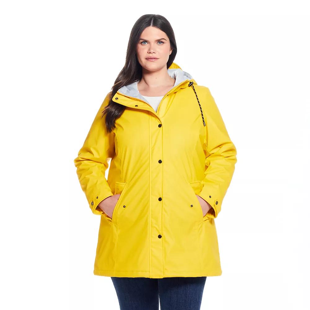 Plus Size Weathercast Hooded Midweight Rain Jacket, Women's, Size: 2XL, Yellow Yellow Product Image