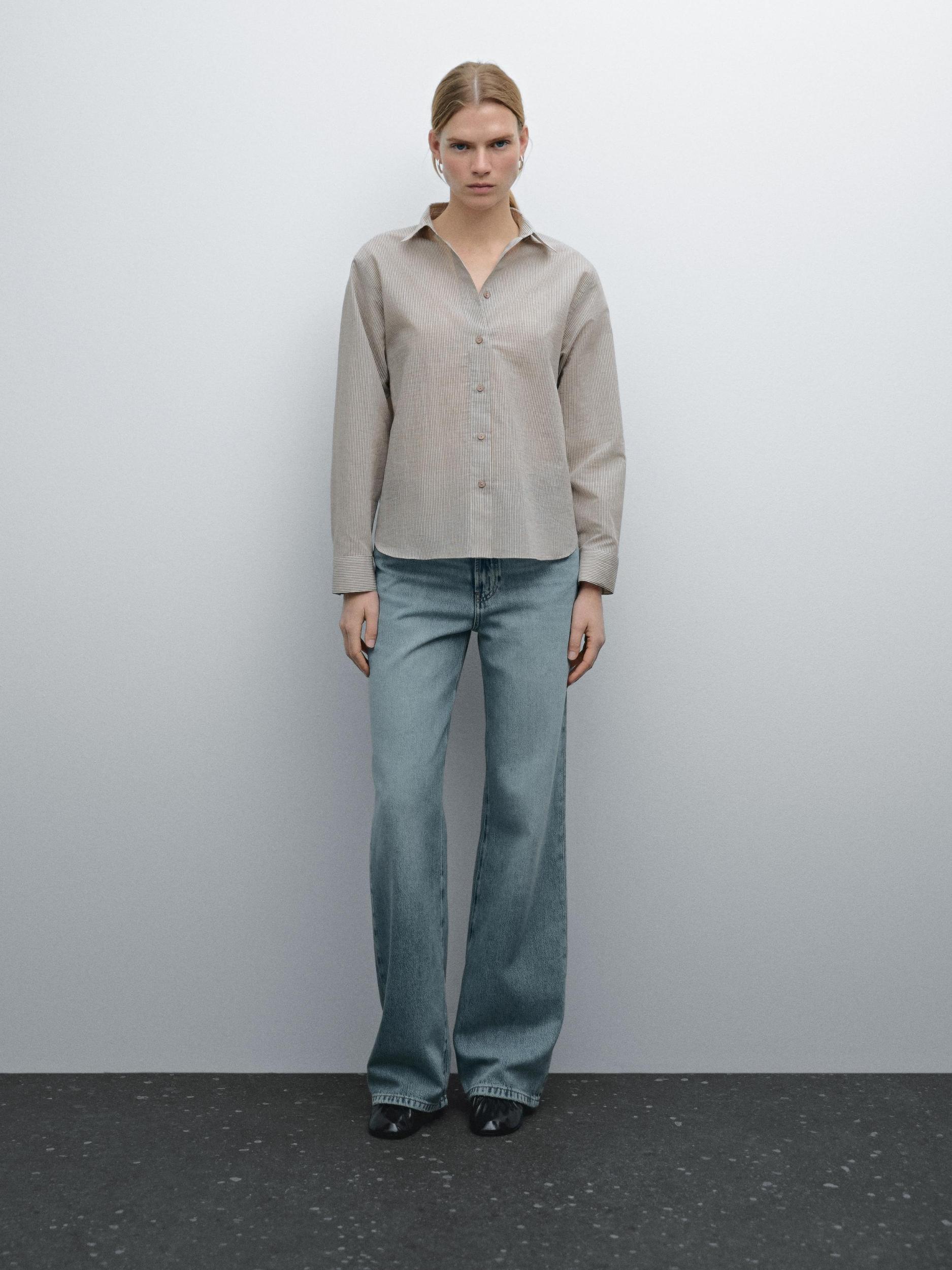 Striped cotton blend shirt Product Image