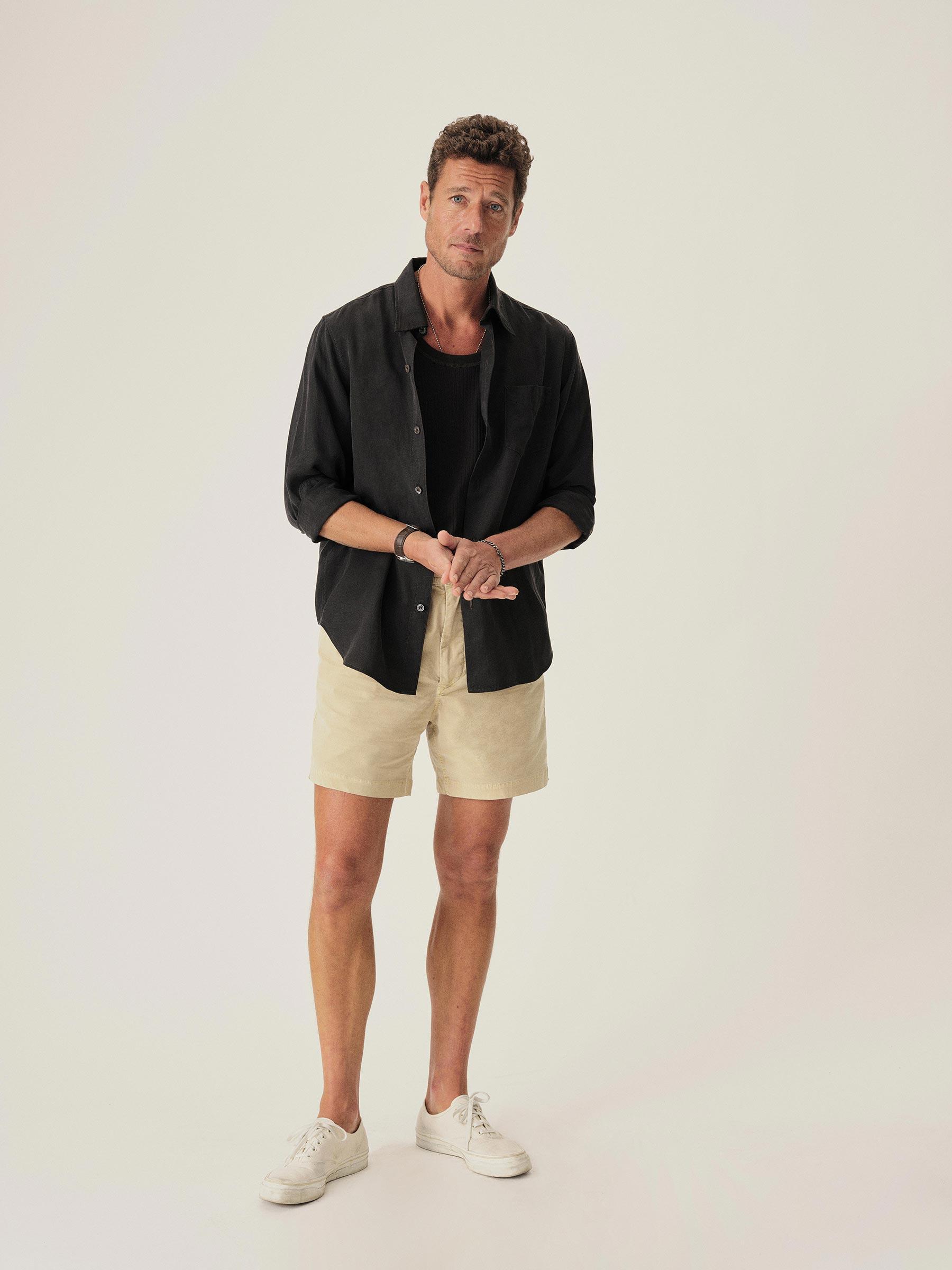 Faded Black Draped Linen Lounge Lizard Shirt Product Image