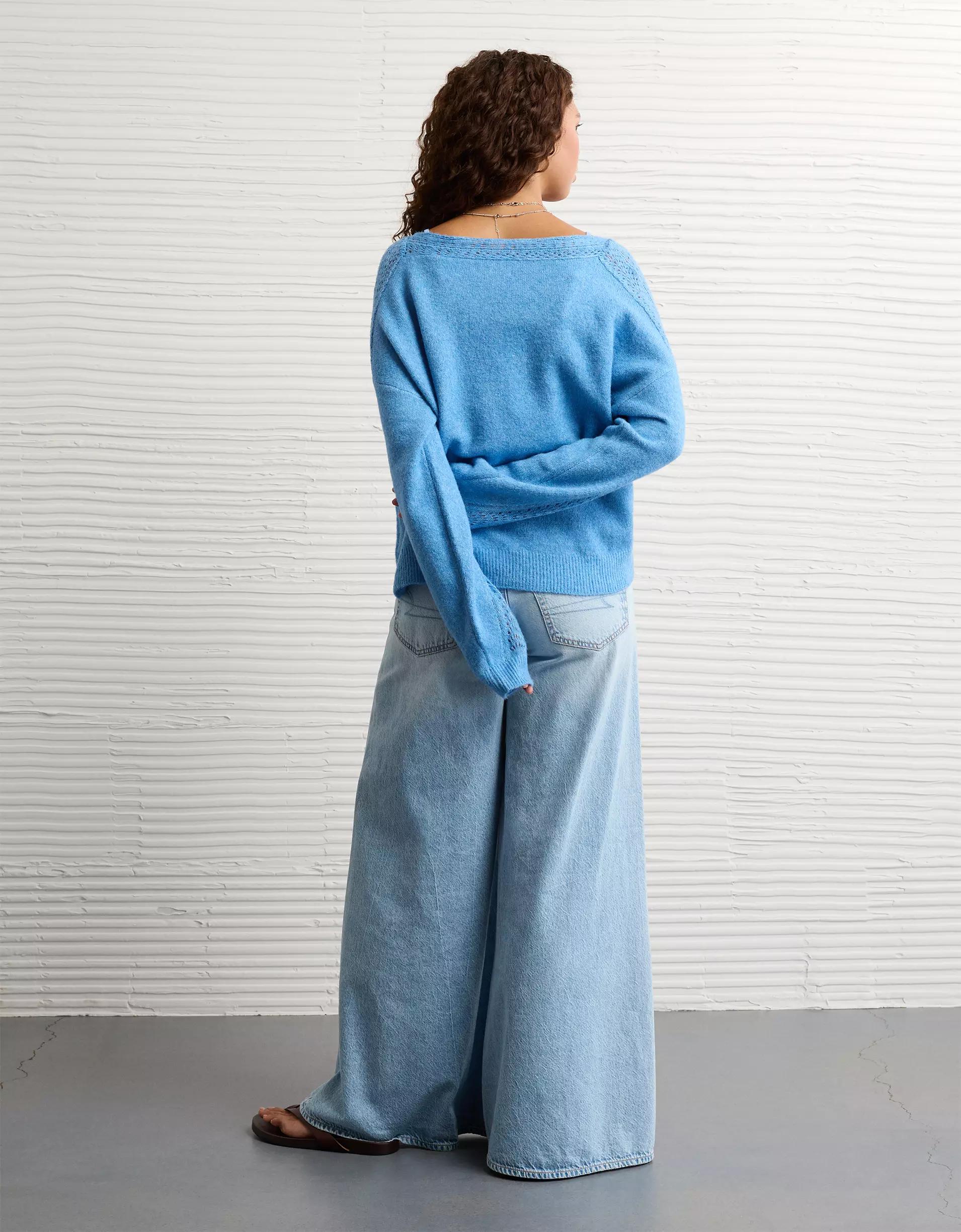 AE Whoa So Soft Lace Sweater Product Image