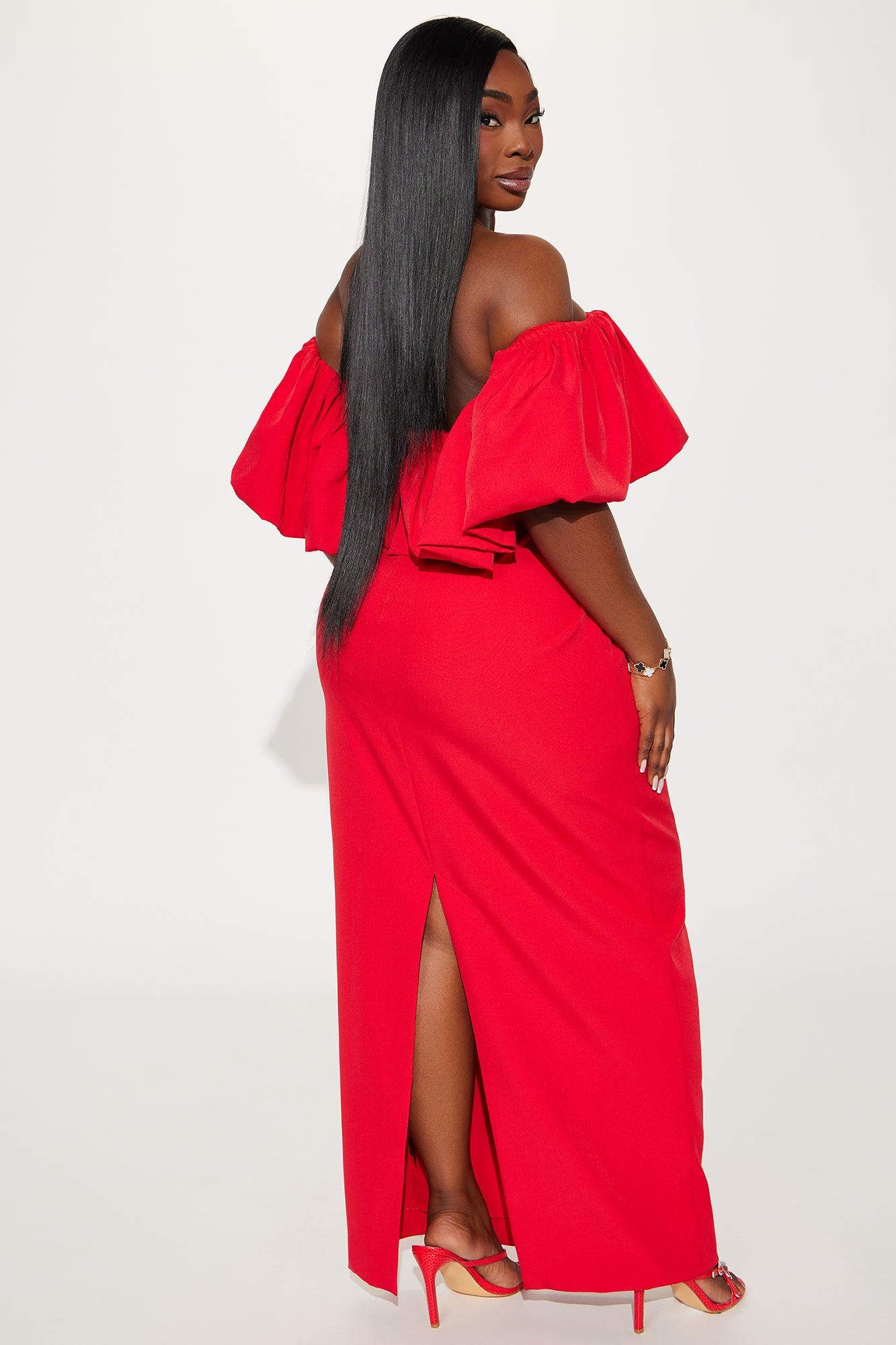 Anne Off Shoulder Maxi Dress - Red Product Image