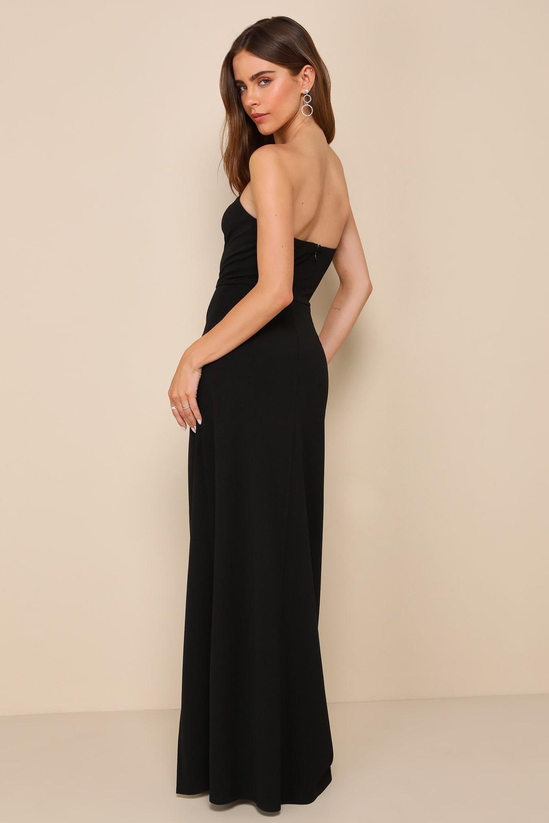 Striking Aura Black Pearl Strapless Mermaid Maxi Dress Product Image