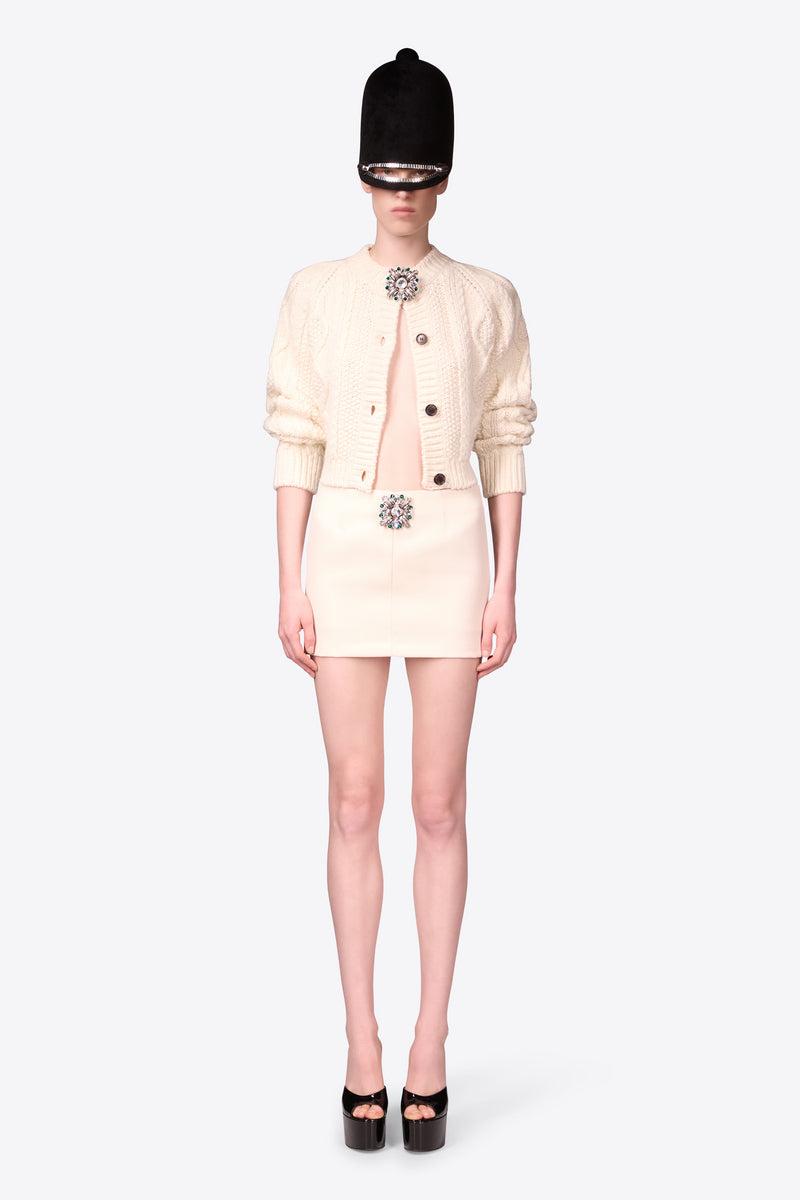 Crystal Brooch Cropped Cardigan Product Image